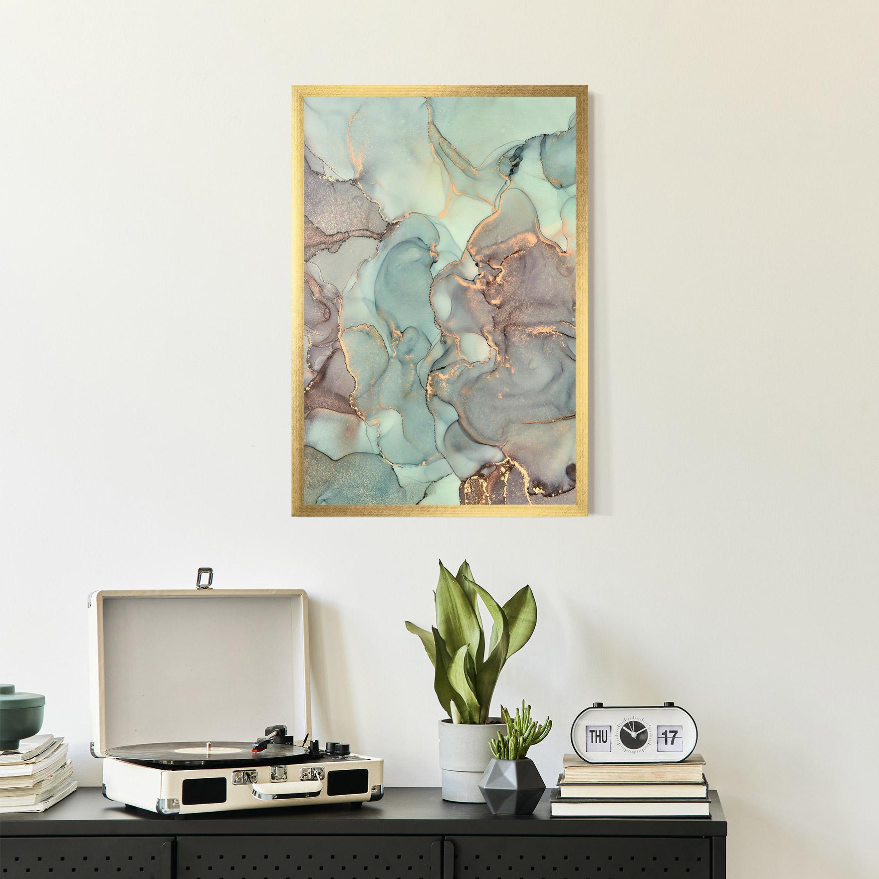 Plakat w Ramie Abstract Turquoise Marble mockup 2