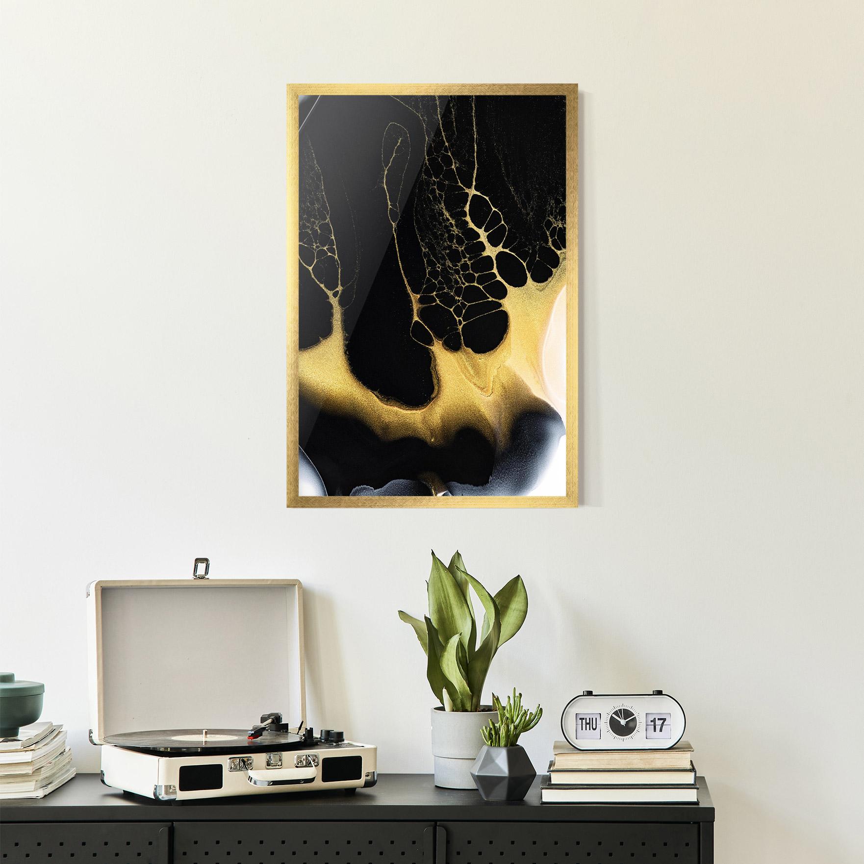 Plakat w Ramie Black Golden Marble mockup 2