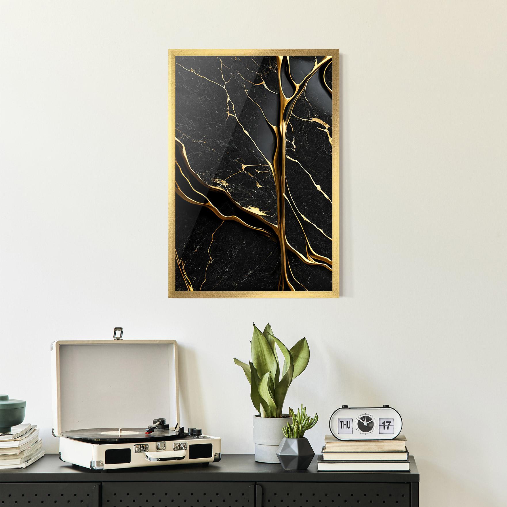 Plakat w Ramie Black Square Marble mockup 2
