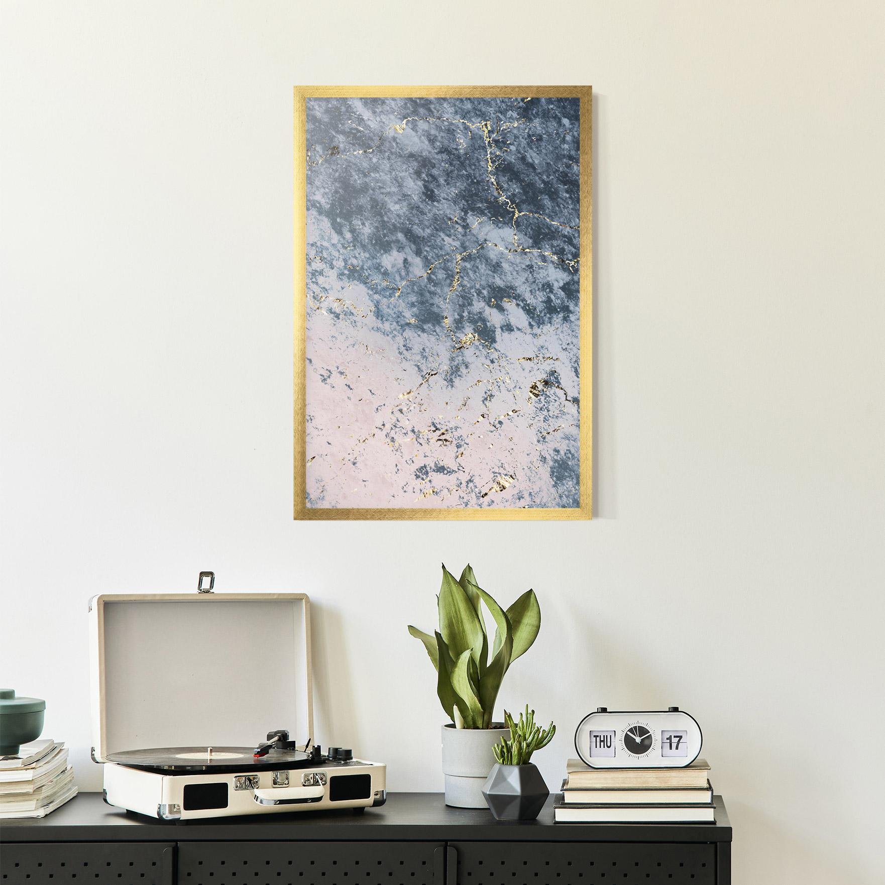 Plakat w Ramie Blue Golden Lines mockup 2