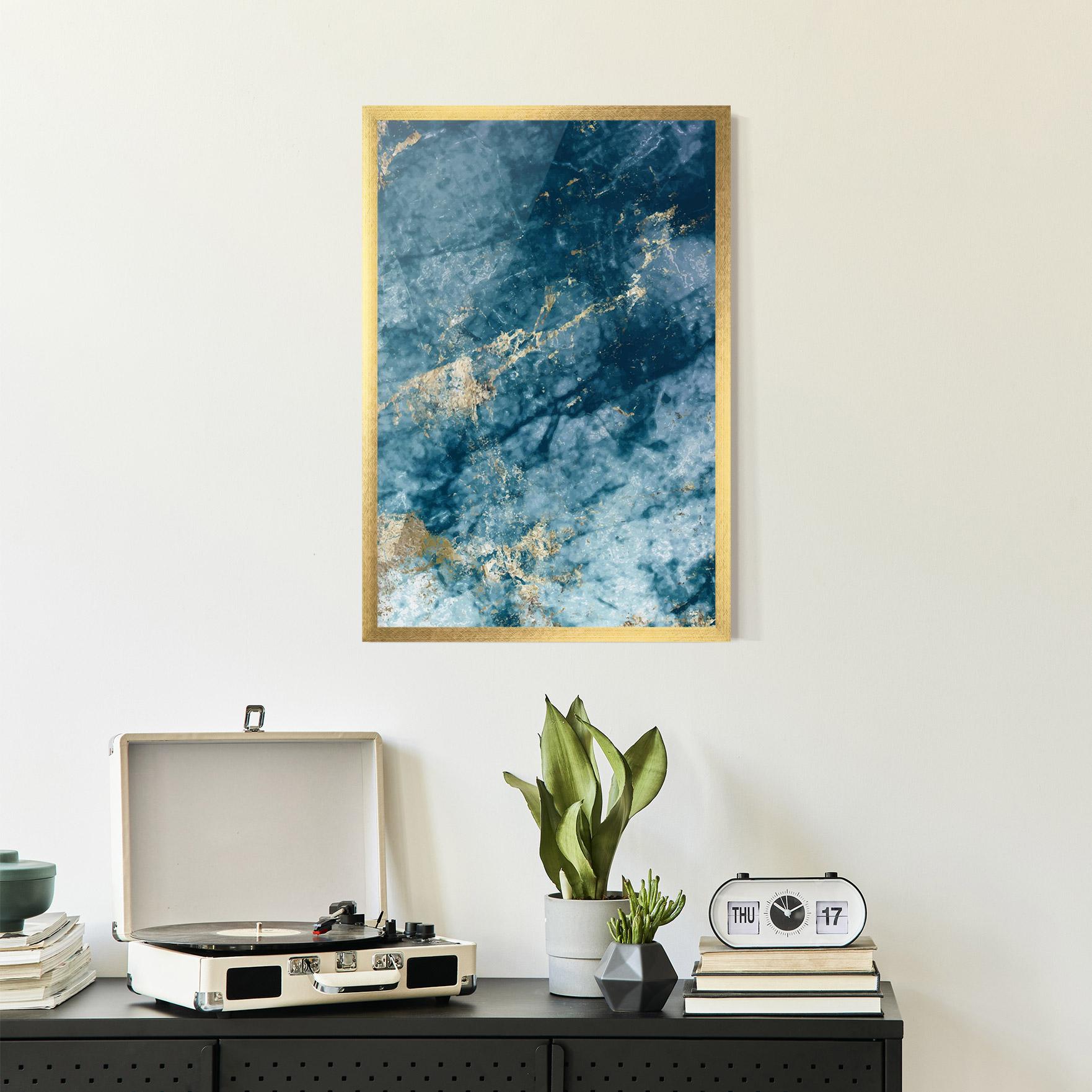 Plakat w Ramie Blue Water Marble mockup 2