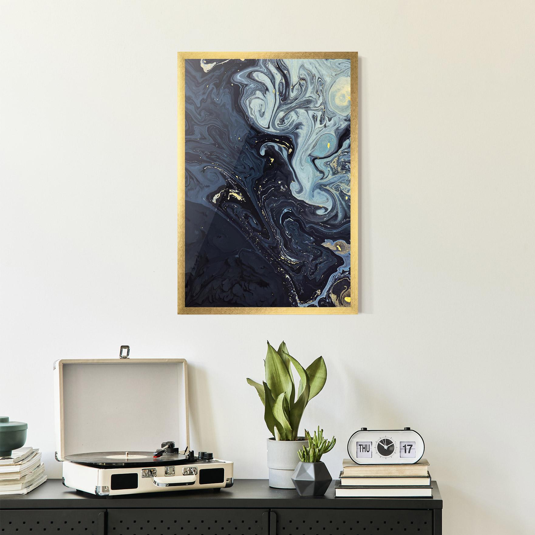Plakat w Ramie Dark Blue Painting mockup 2