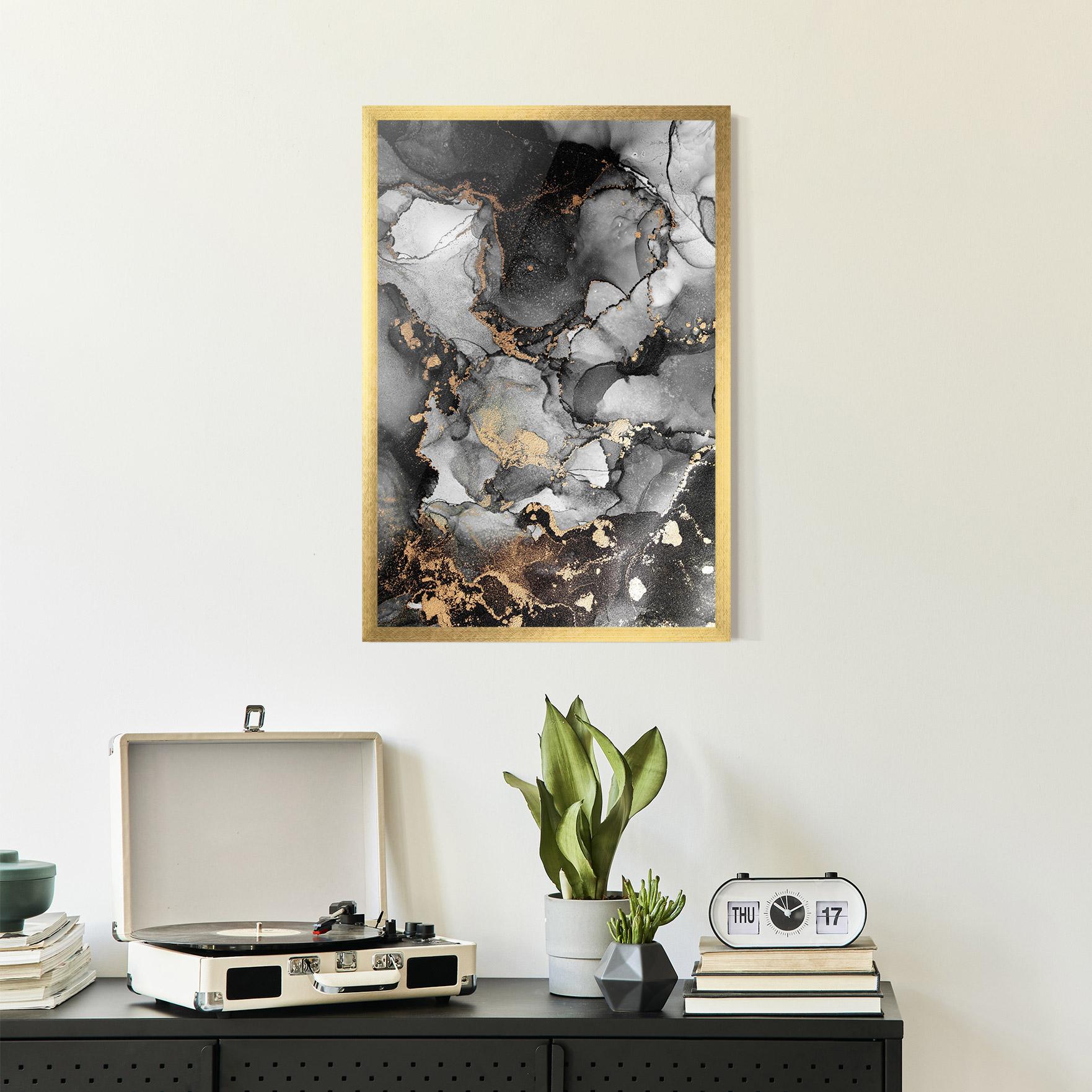 Plakat w Ramie Grey Gold Marble mockup 2