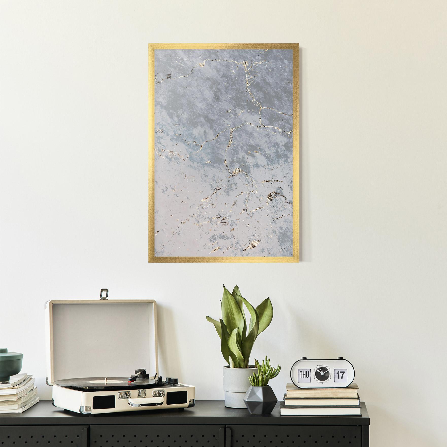 Plakat w Ramie Light Blue Golden Lines mockup 2