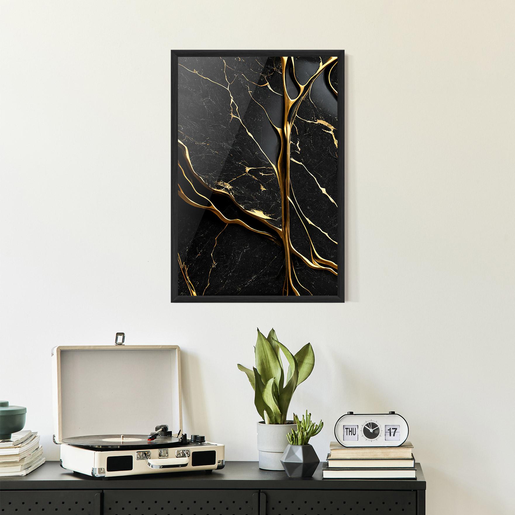 Plakat w Ramie Black Square Marble mockup 2