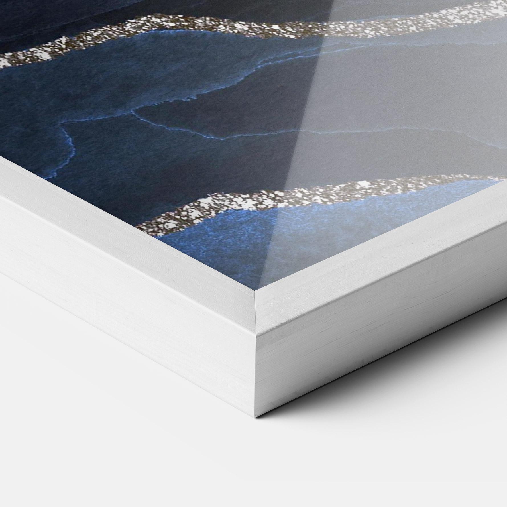 Plakat w Ramie Golden Lines With Blue mockup 3