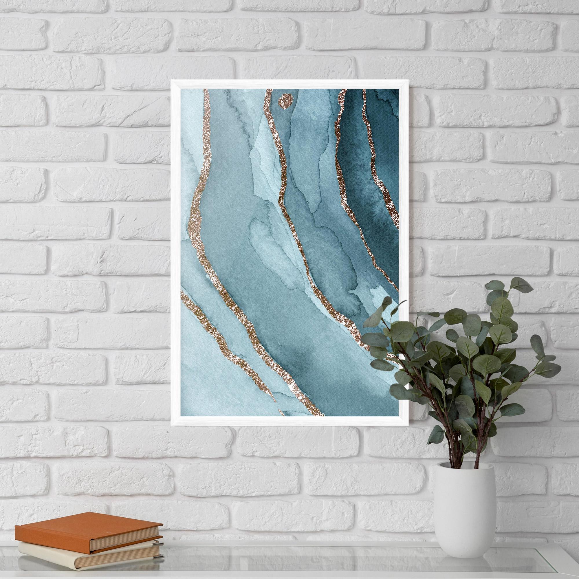 Plakat w Ramie Blue Golden Glitter mockup 5