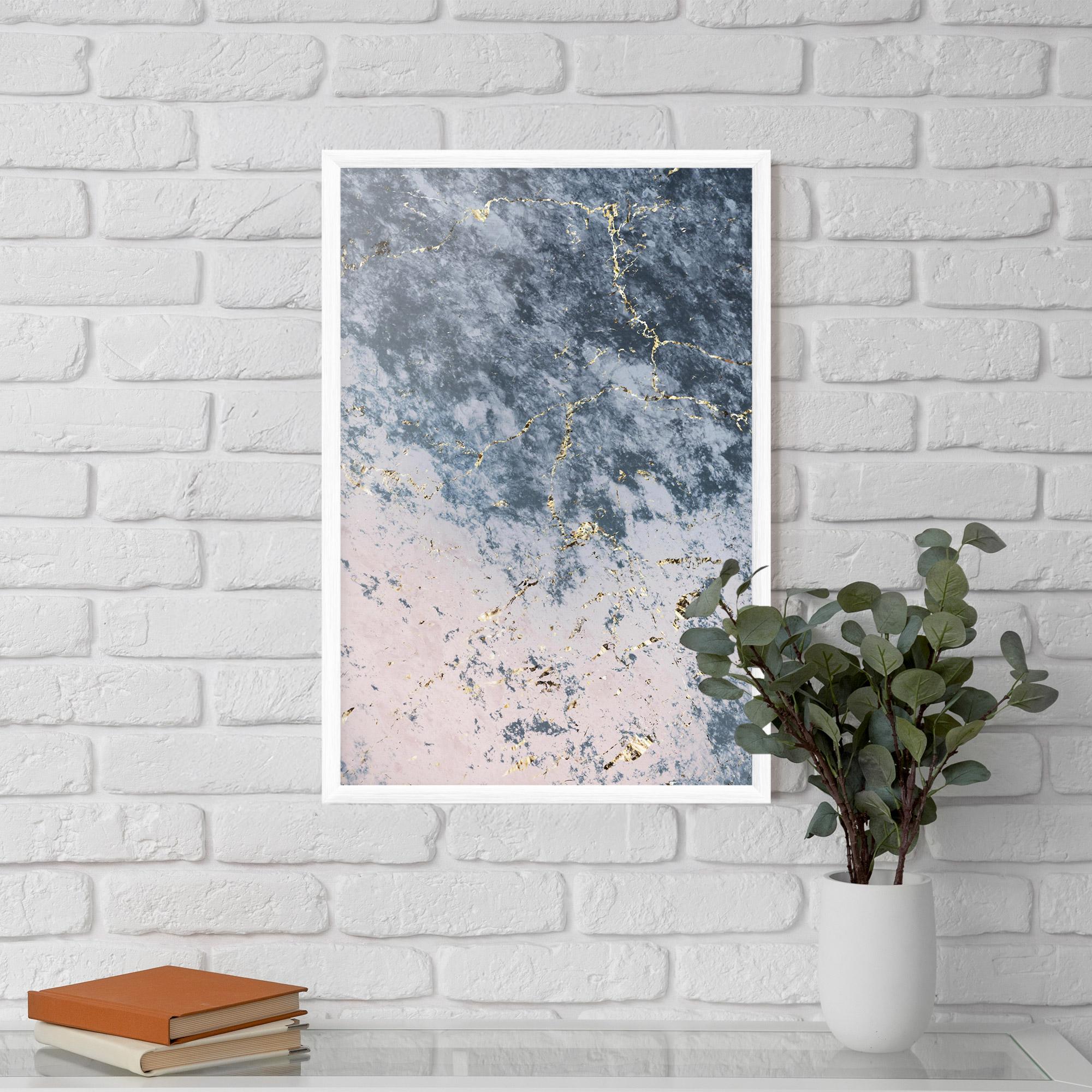 Plakat w Ramie Blue Golden Lines mockup 5