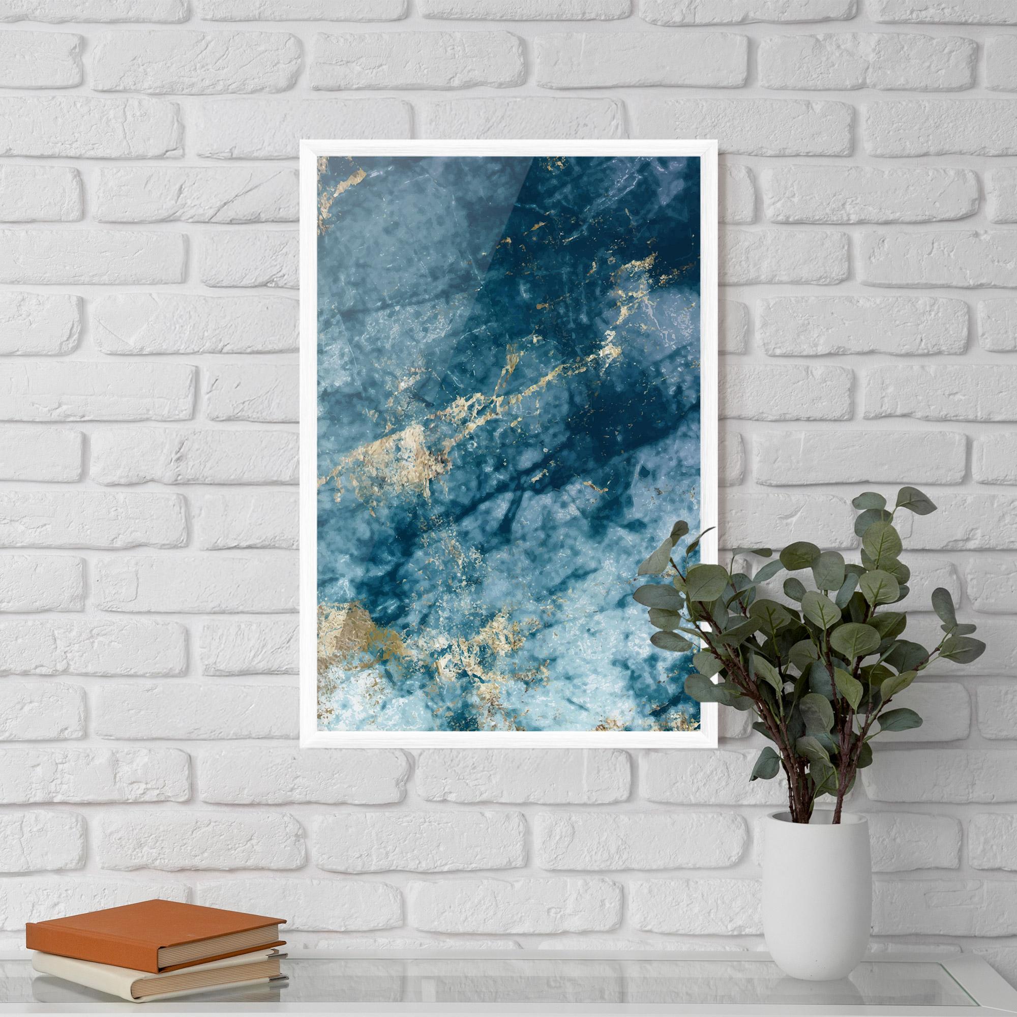 Plakat w Ramie Blue Water Marble mockup 5