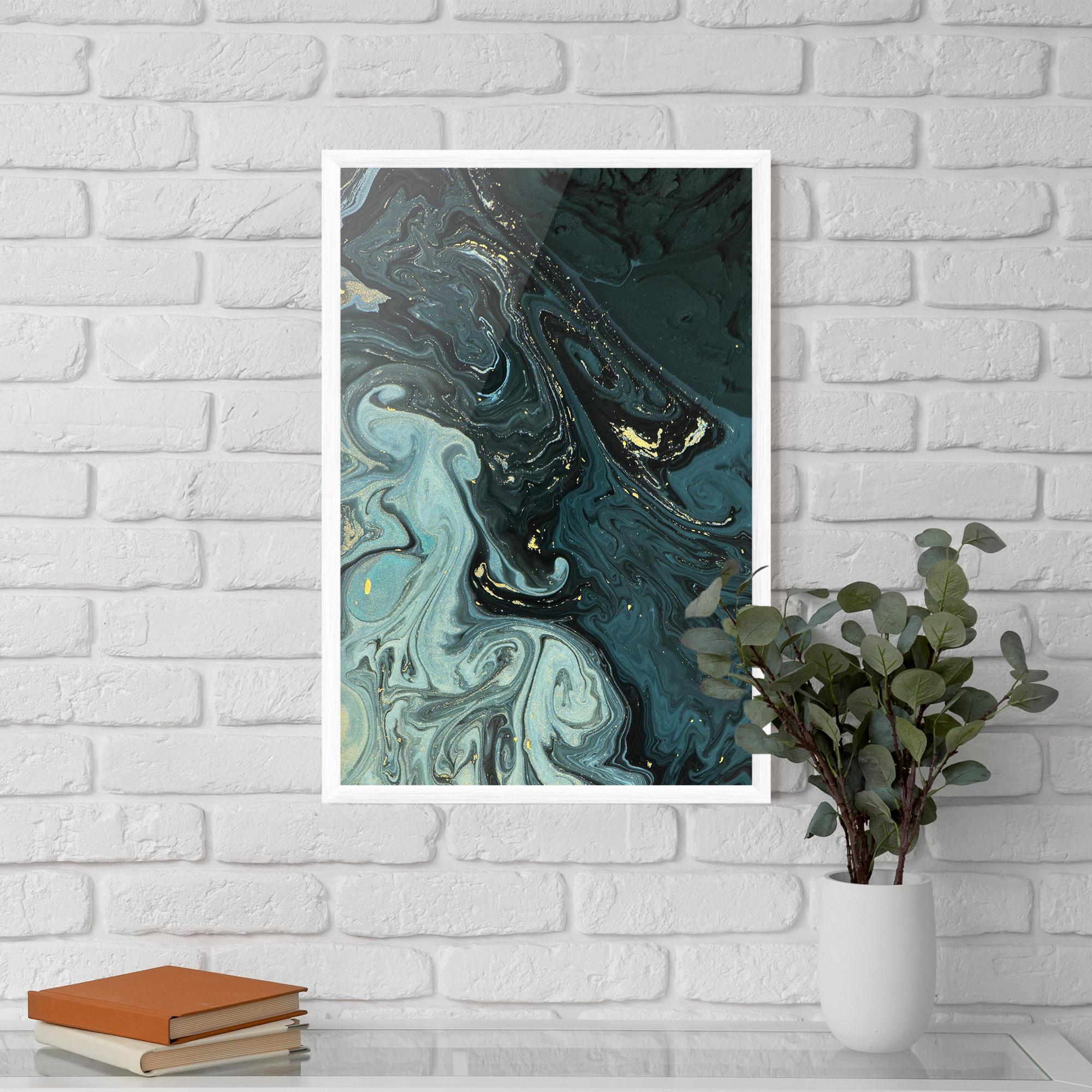 Plakat w Ramie Dark Blue Golden Marble mockup 5