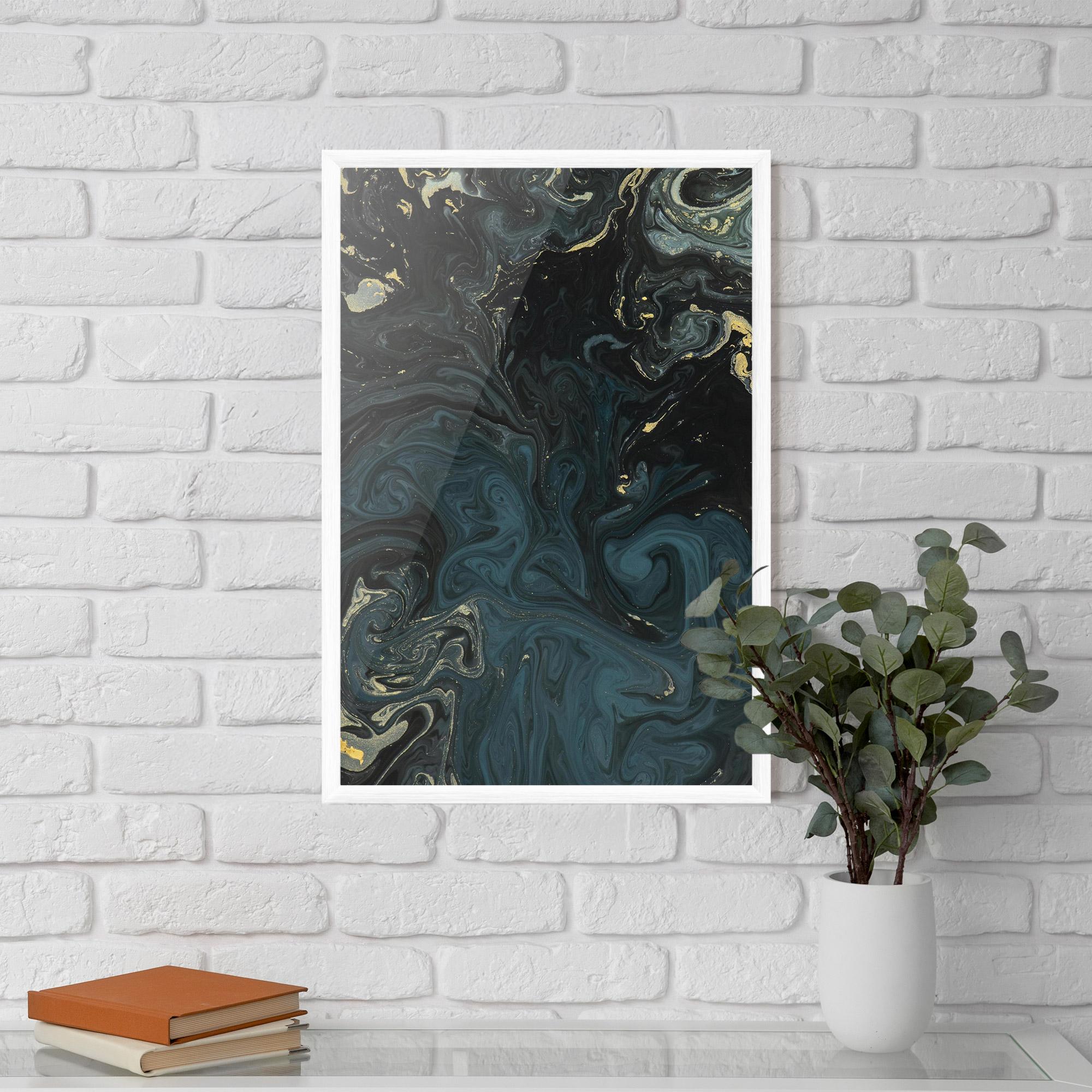 Plakat w Ramie Dark Blue Marble mockup 5