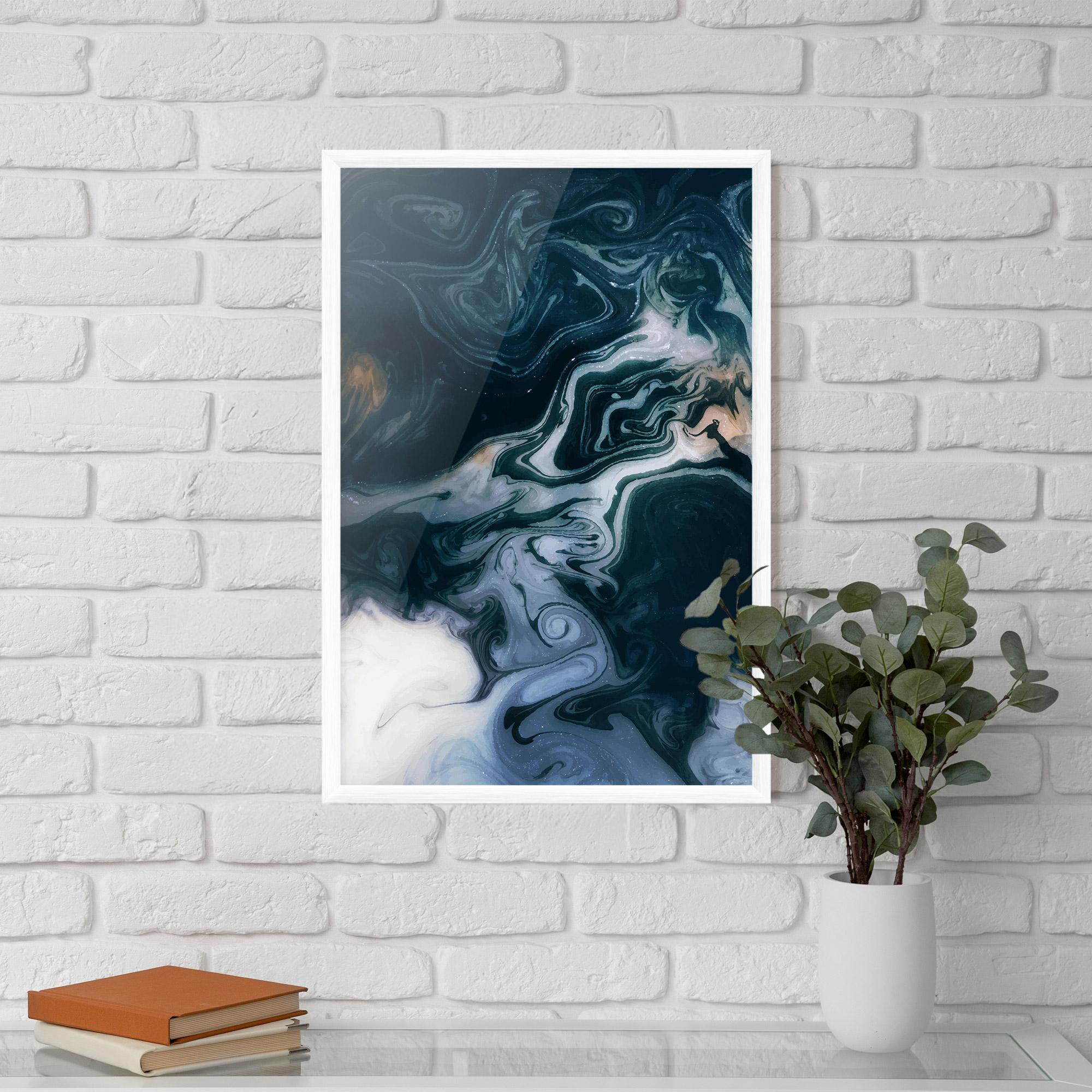 Plakat w Ramie Dark Blue With White mockup 5