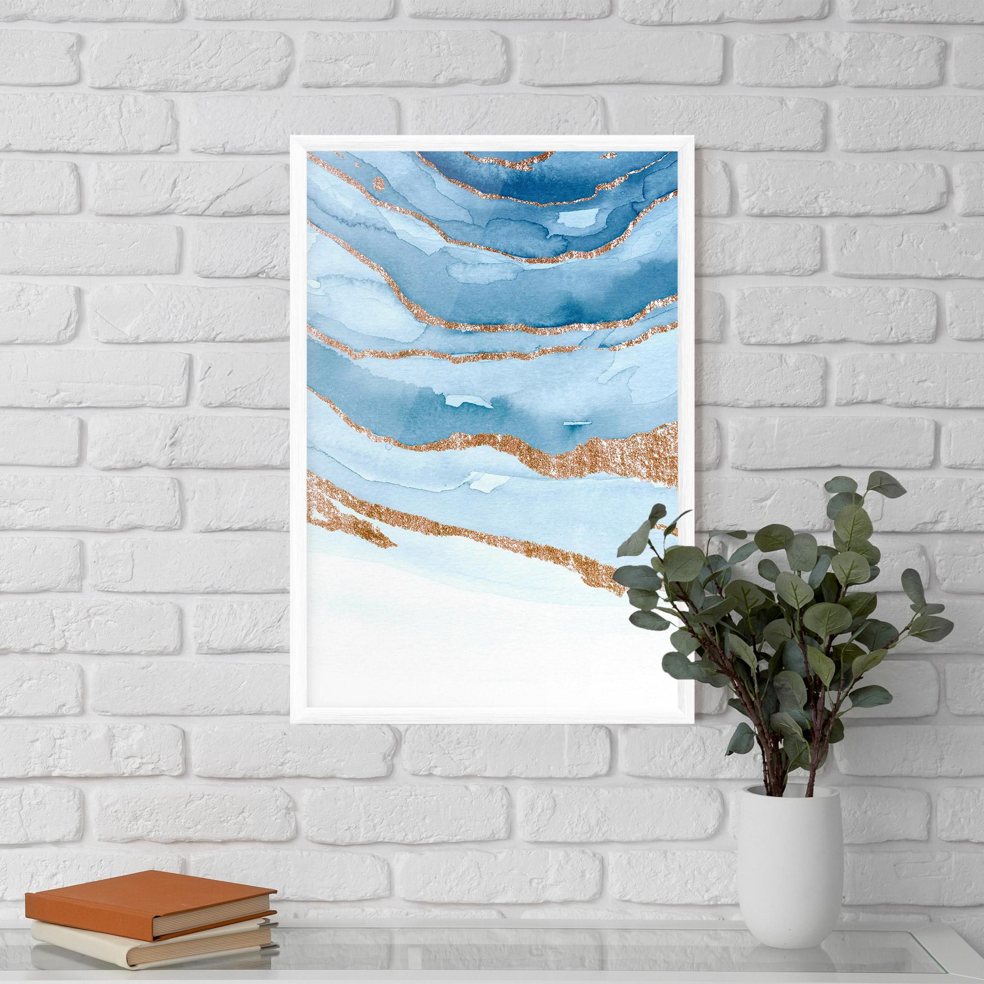 Plakat w Ramie Golden Glitter Blue mockup 5