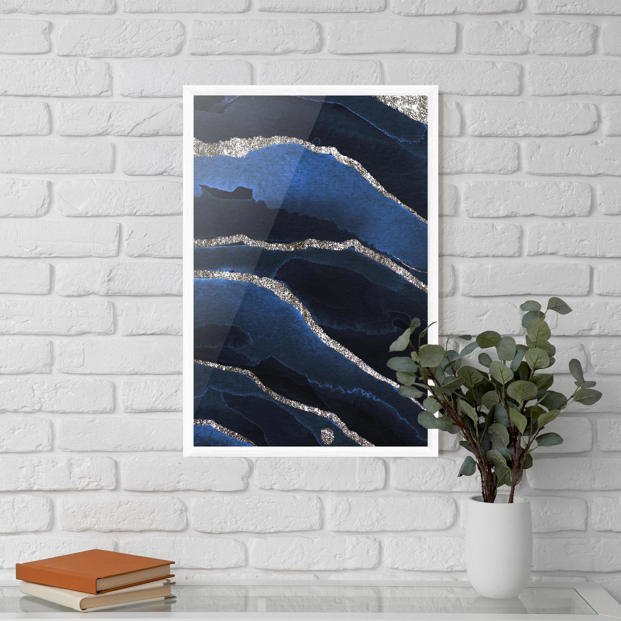 Plakat w Ramie Golden Lines With Blue mockup 5