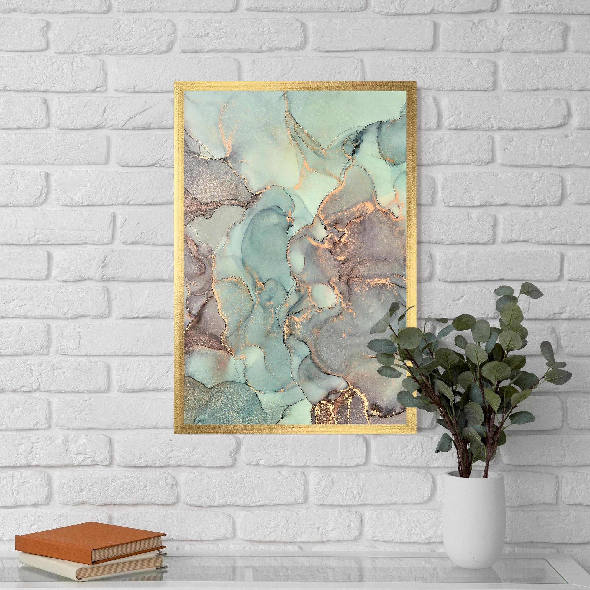 Plakat w Ramie Abstract Turquoise Marble mockup 5