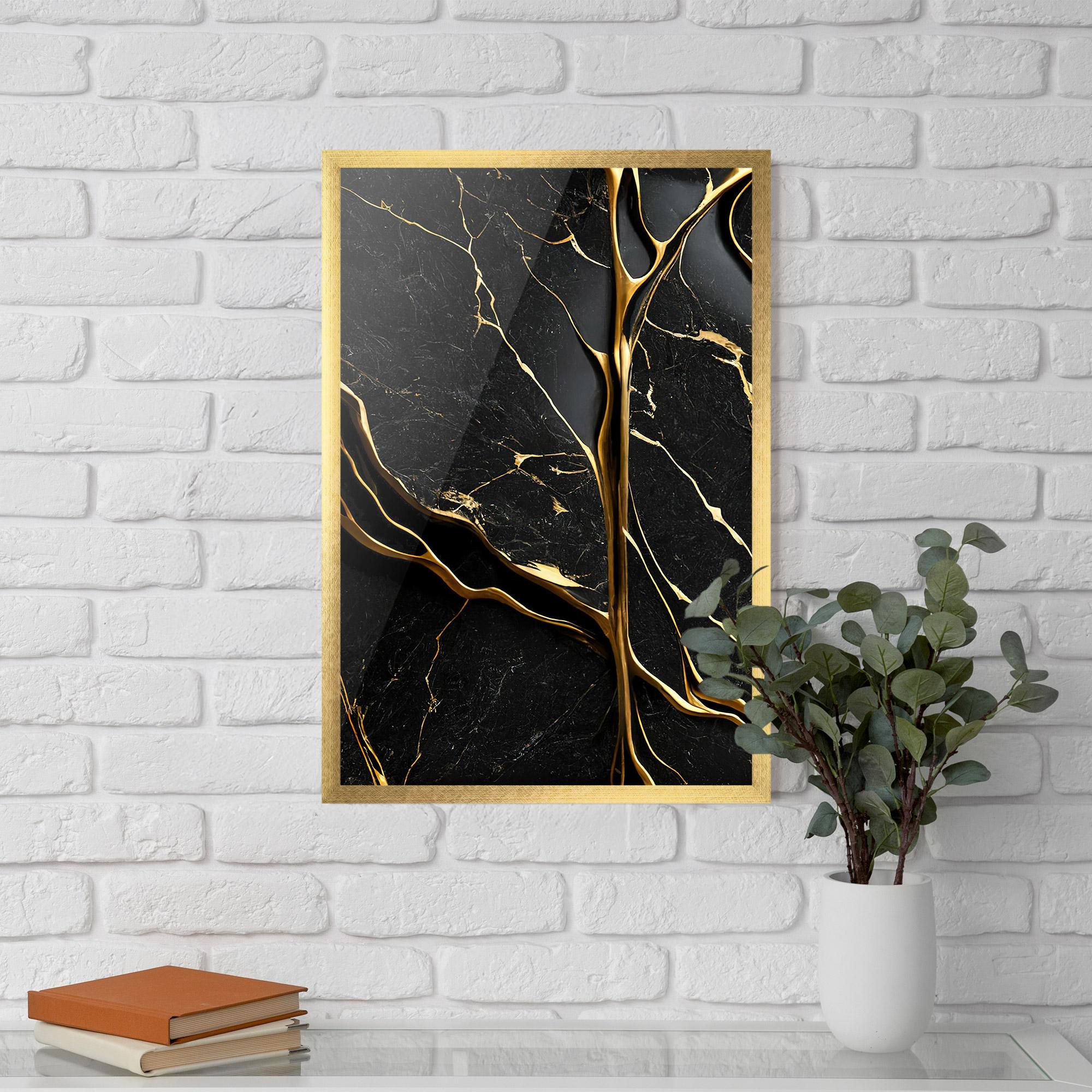 Plakat w Ramie Black Square Marble mockup 5