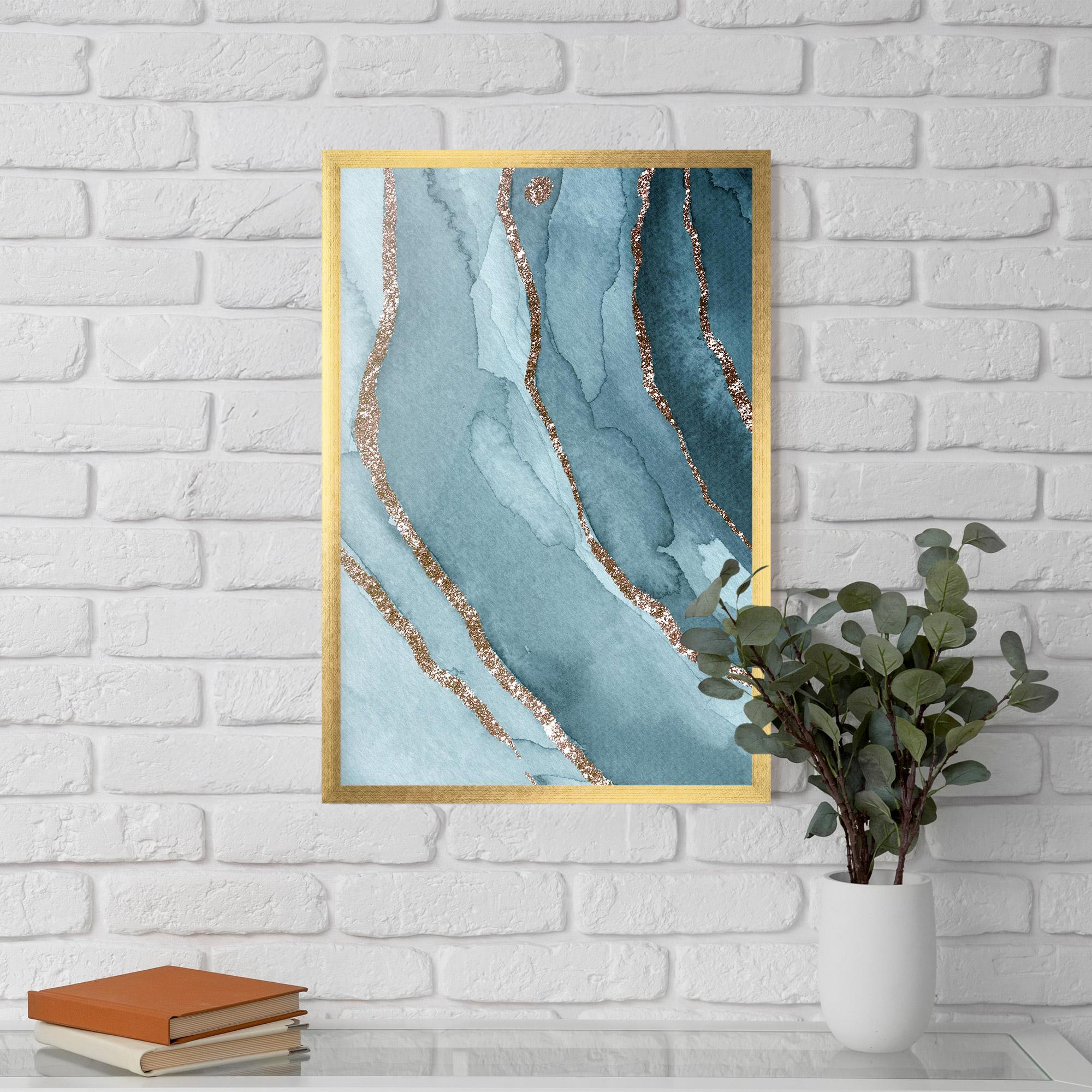 Plakat w Ramie Blue Golden Glitter mockup 5