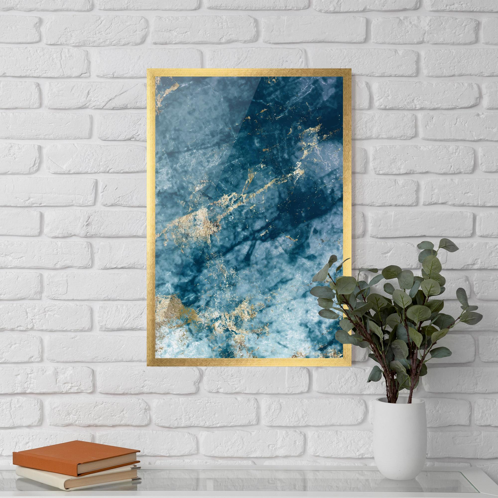 Plakat w Ramie Blue Water Marble mockup 5