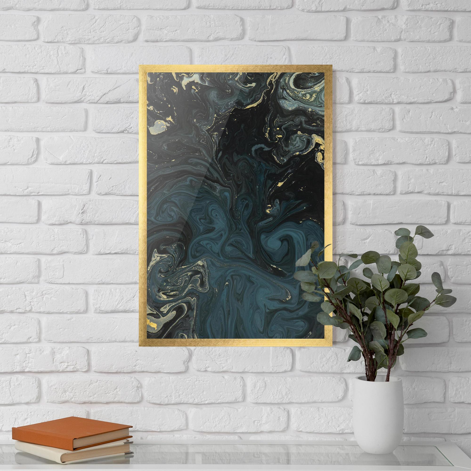 Plakat w Ramie Dark Blue Marble mockup 5