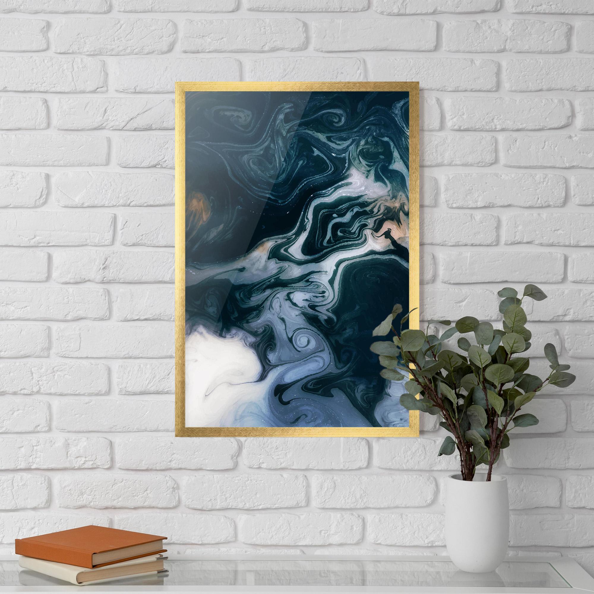 Plakat w Ramie Dark Blue With White mockup 5