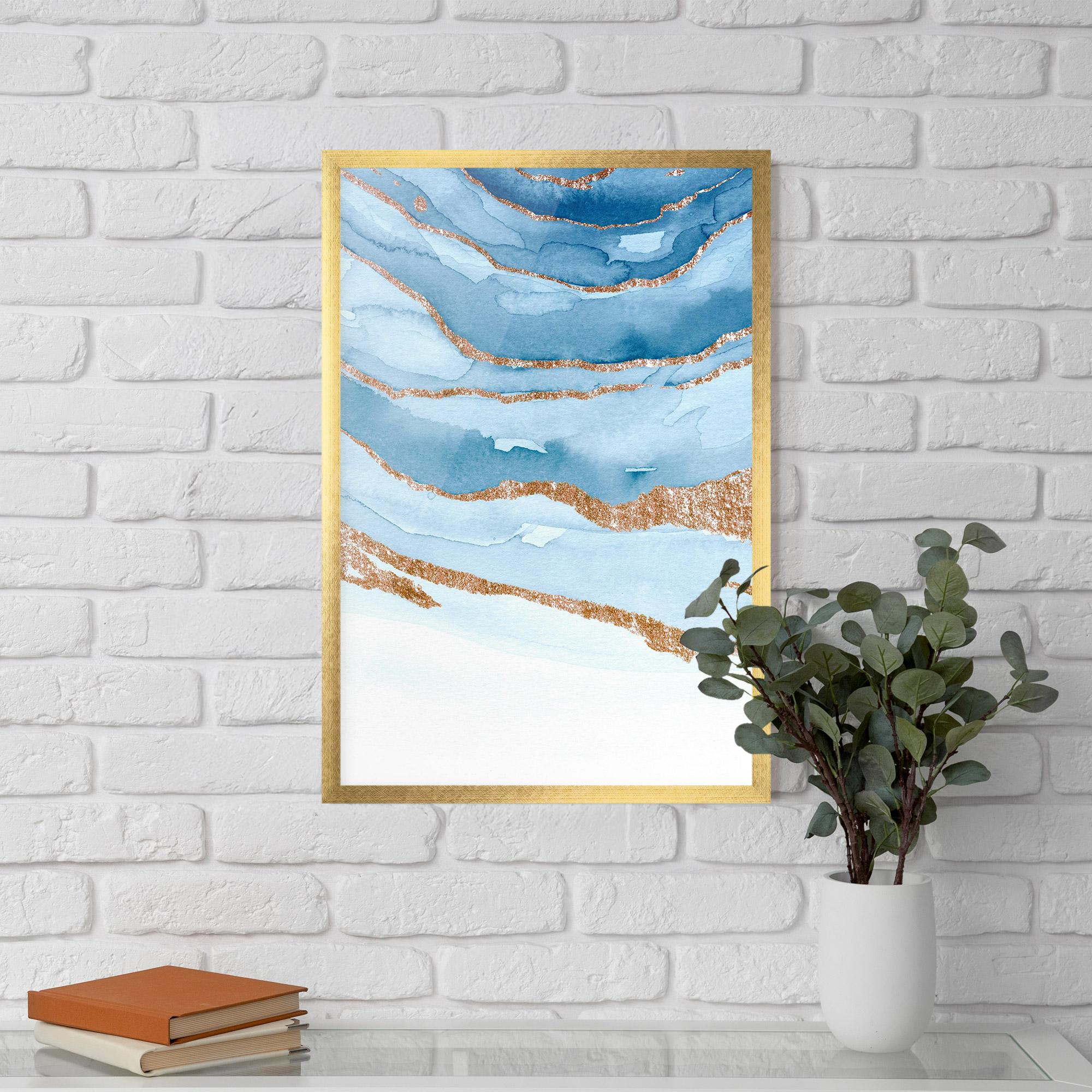 Plakat w Ramie Golden Glitter Blue mockup 5