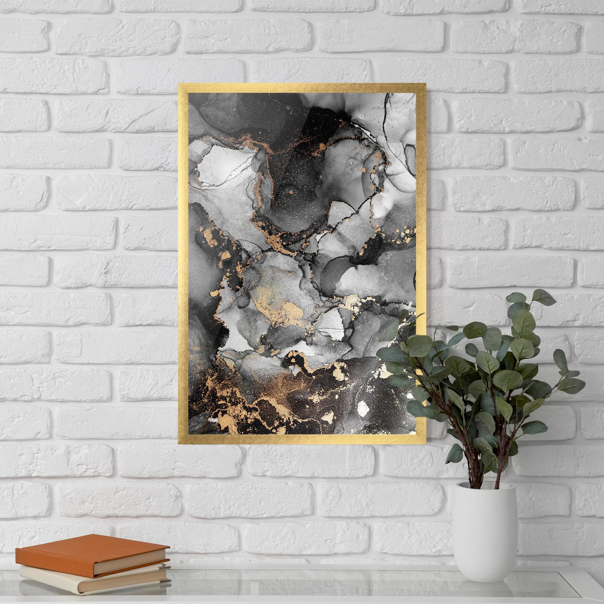 Plakat w Ramie Grey Gold Marble mockup 5