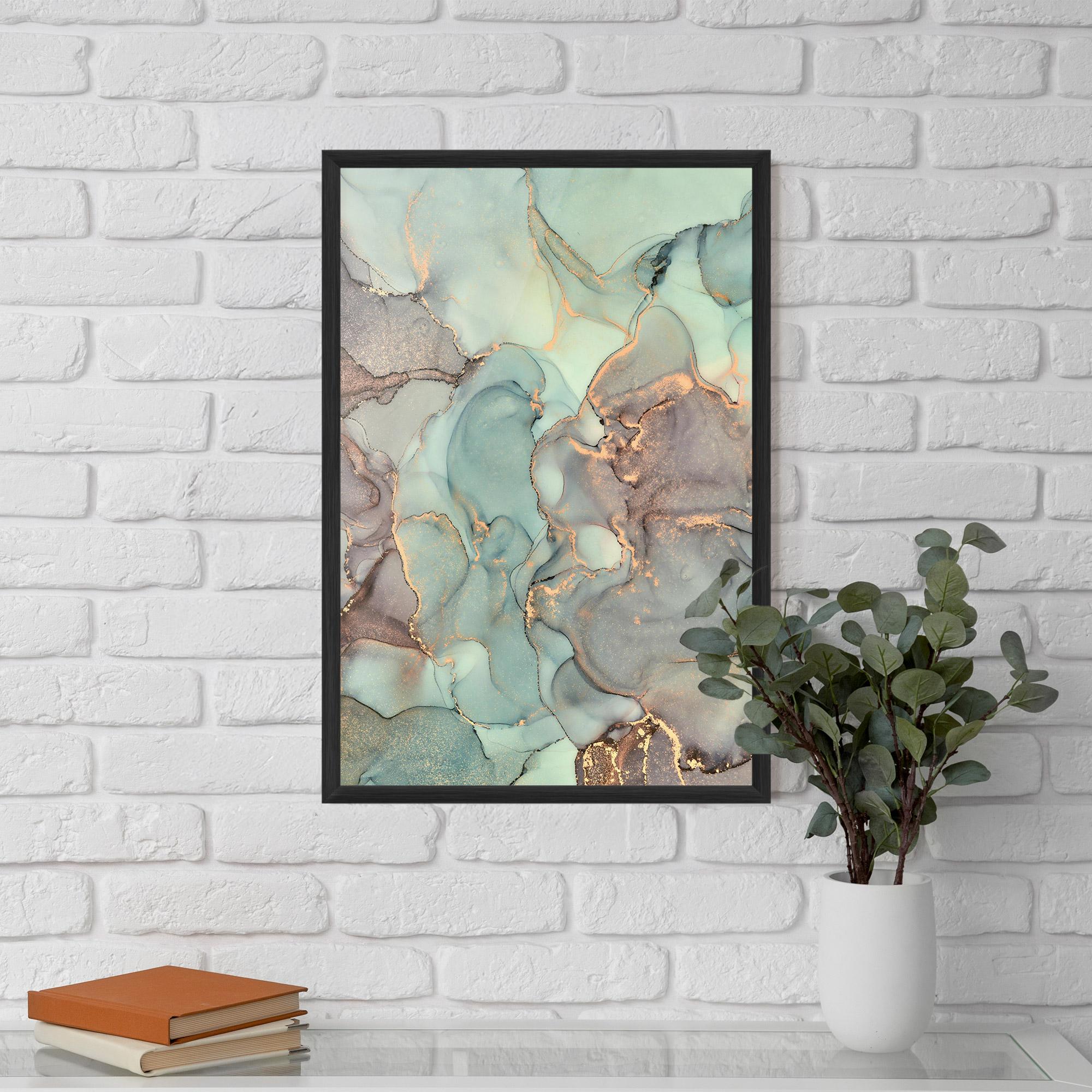 Plakat w Ramie Abstract Turquoise Marble mockup 5