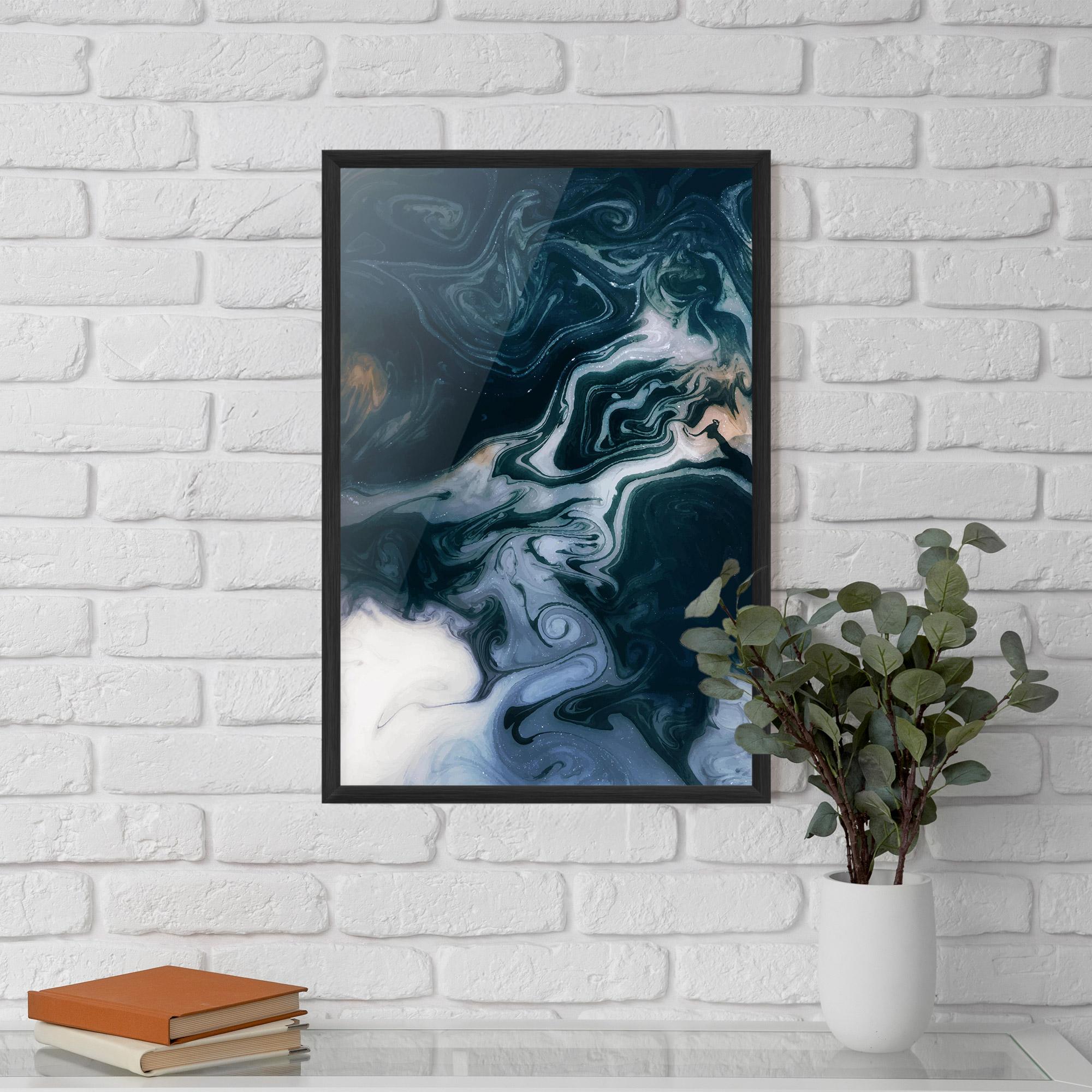 Plakat w Ramie Dark Blue With White mockup 5