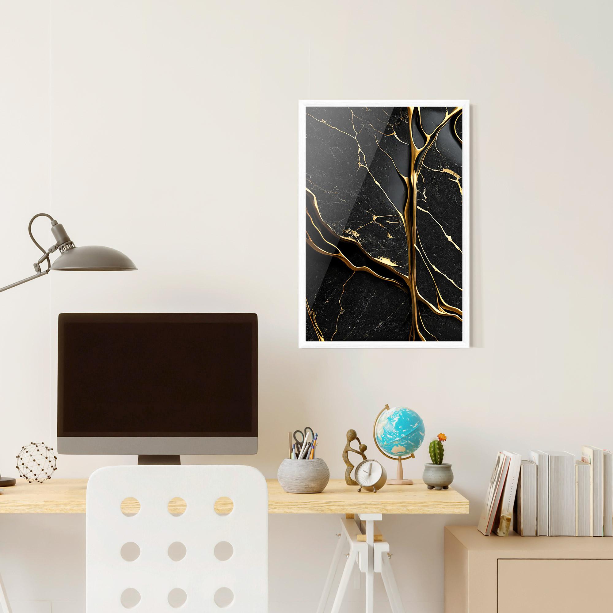 Plakat w Ramie Black Square Marble mockup 6