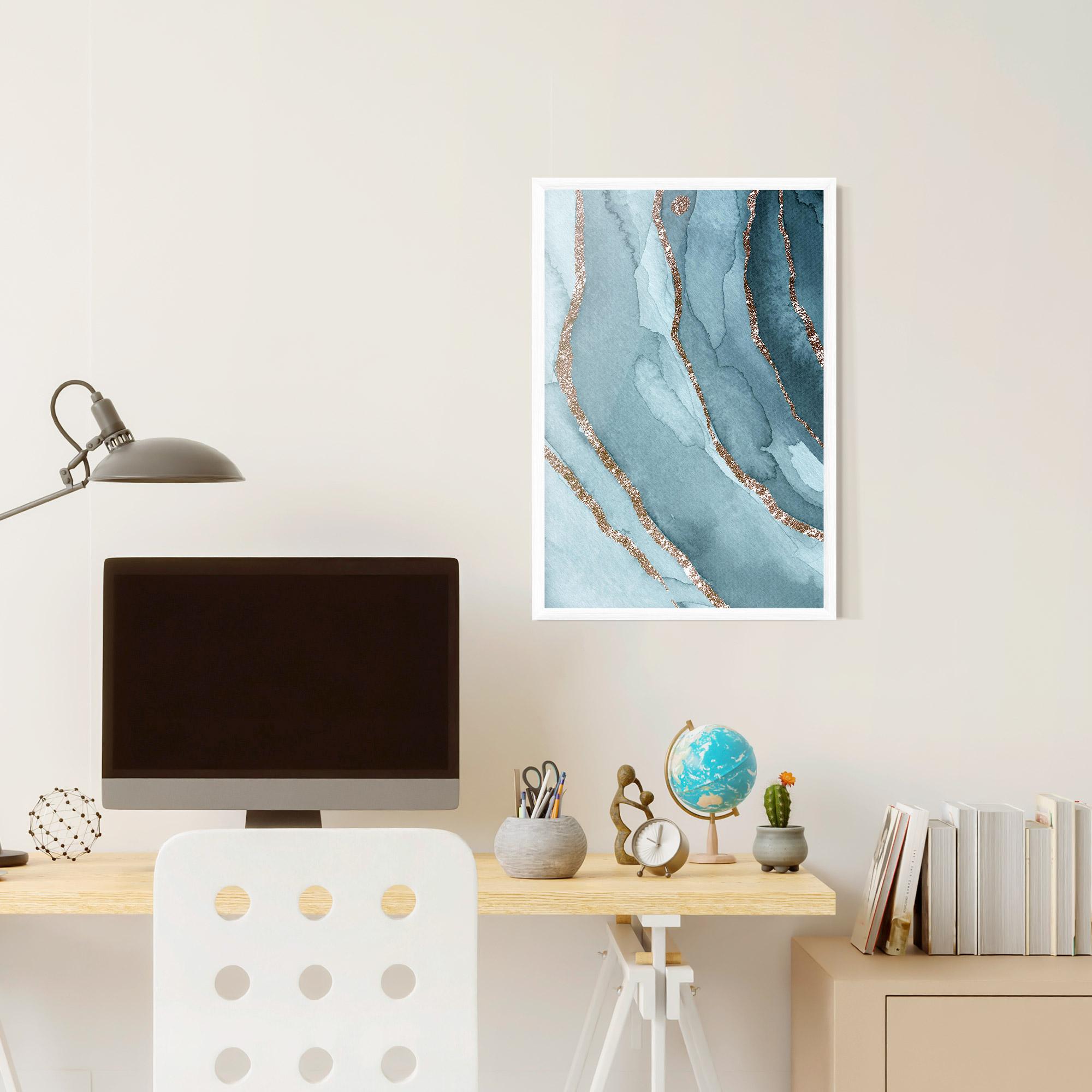 Plakat w Ramie Blue Golden Glitter mockup 6