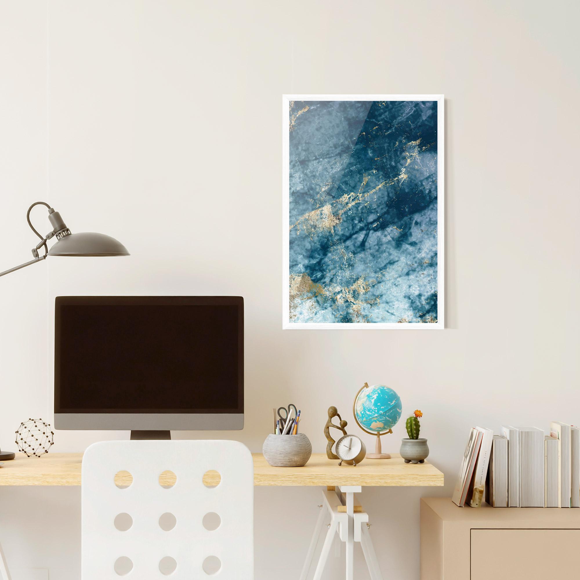 Plakat w Ramie Blue Water Marble mockup 6
