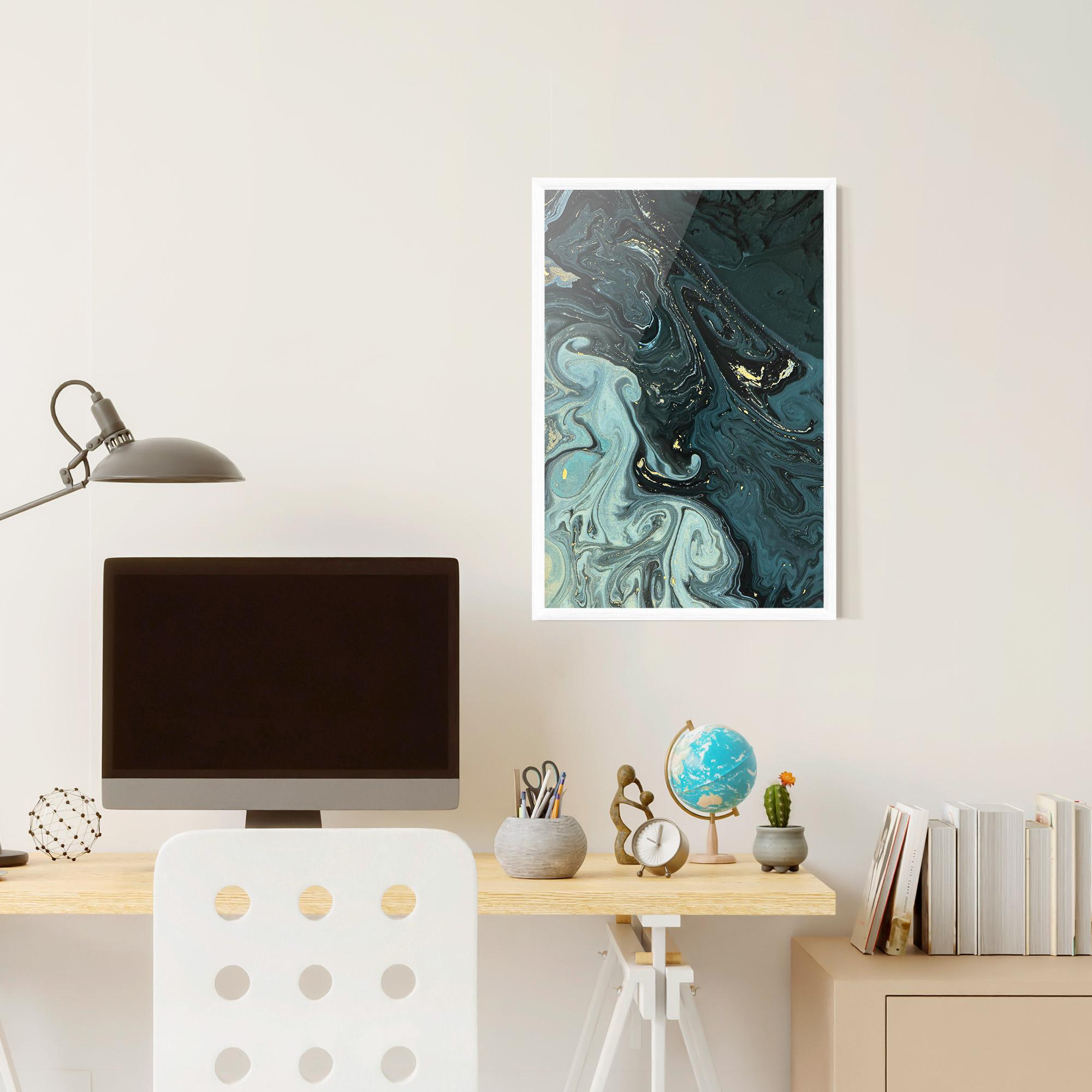 Plakat w Ramie Dark Blue Golden Marble mockup 6