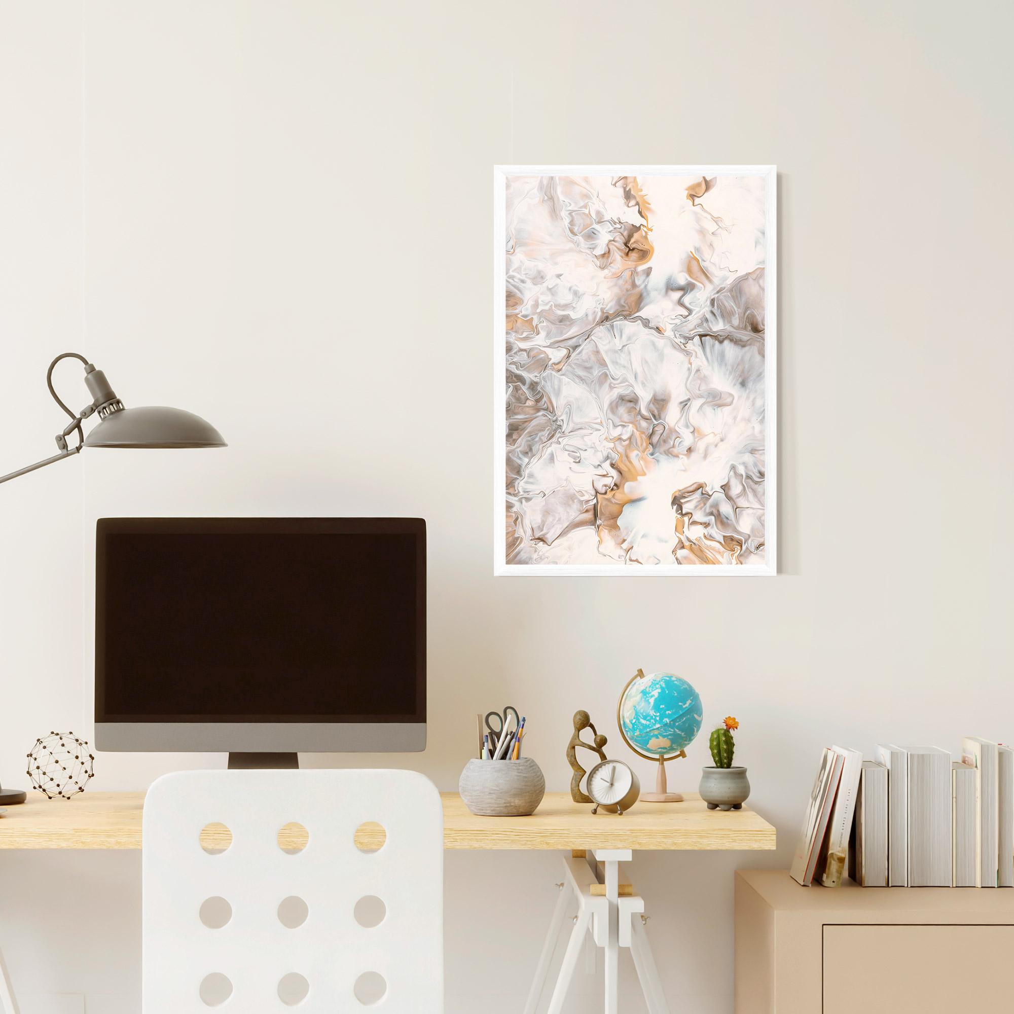 Plakat w Ramie White Gold Abstract mockup 6