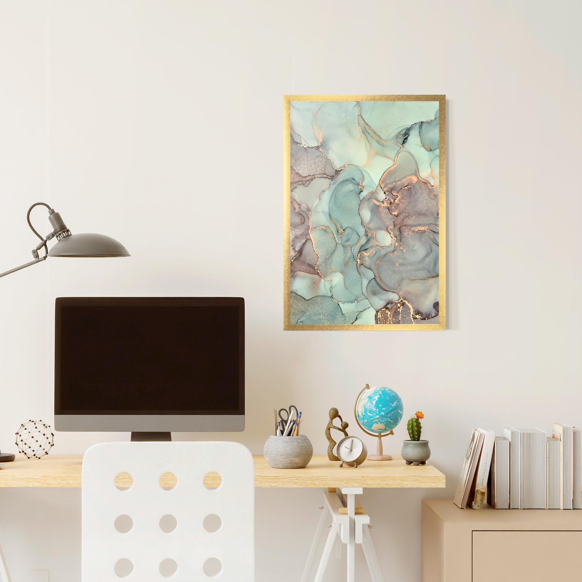 Plakat w Ramie Abstract Turquoise Marble mockup 6