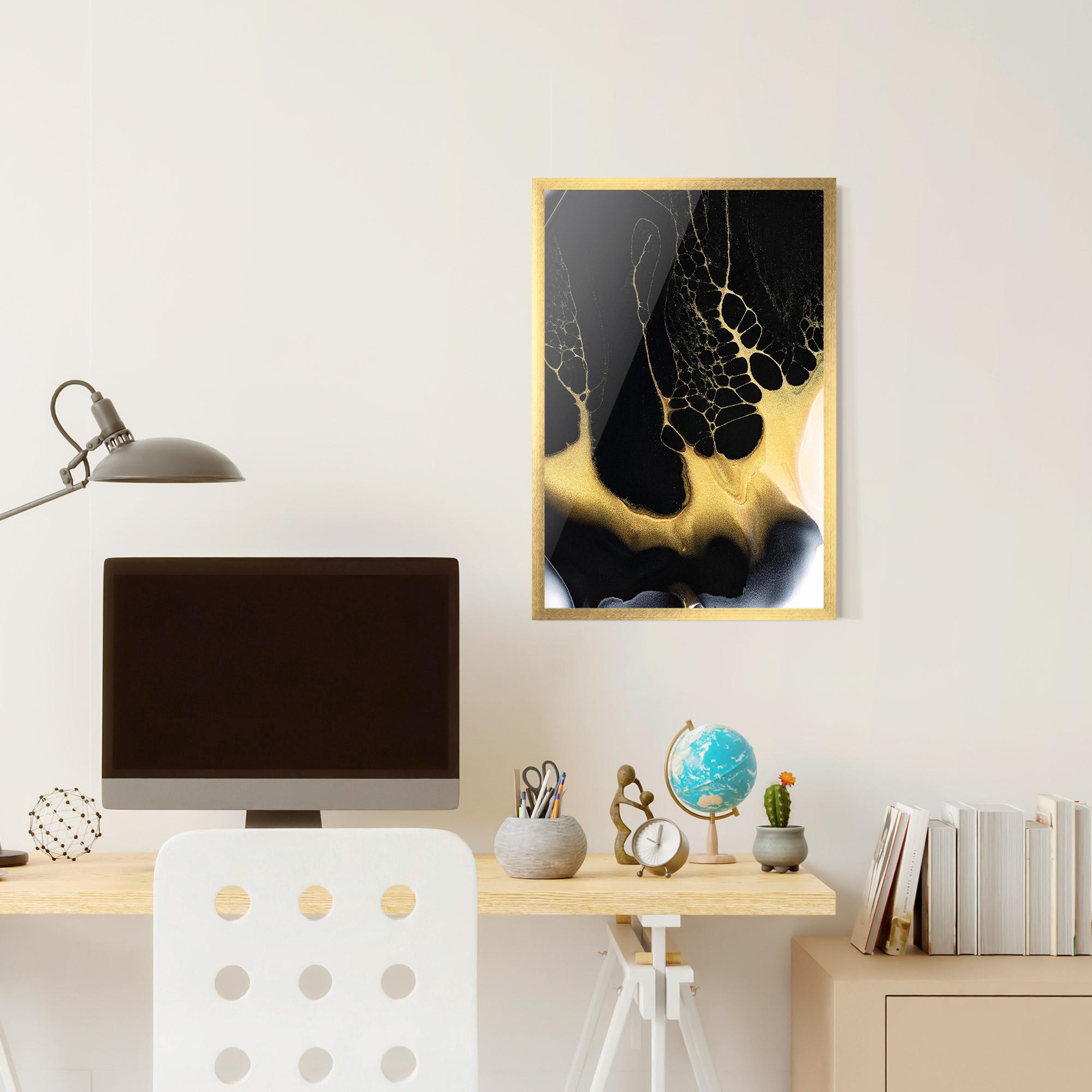 Plakat w Ramie Black Golden Marble mockup 6