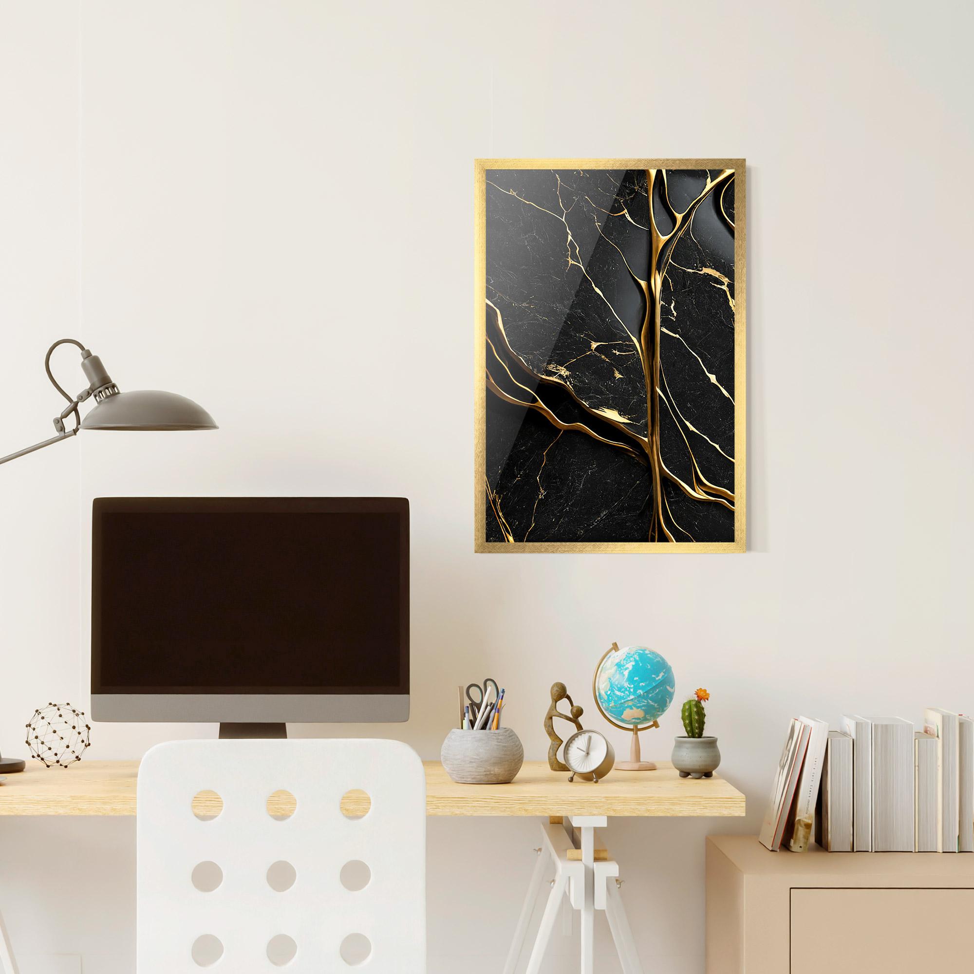 Plakat w Ramie Black Square Marble mockup 6