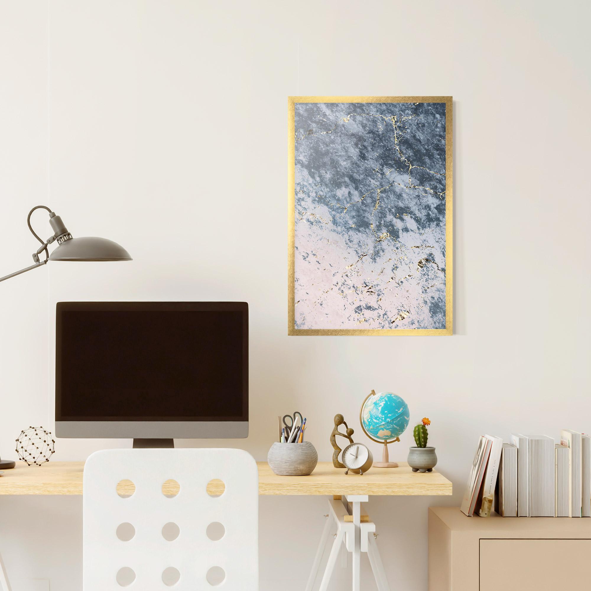 Plakat w Ramie Blue Golden Lines mockup 6