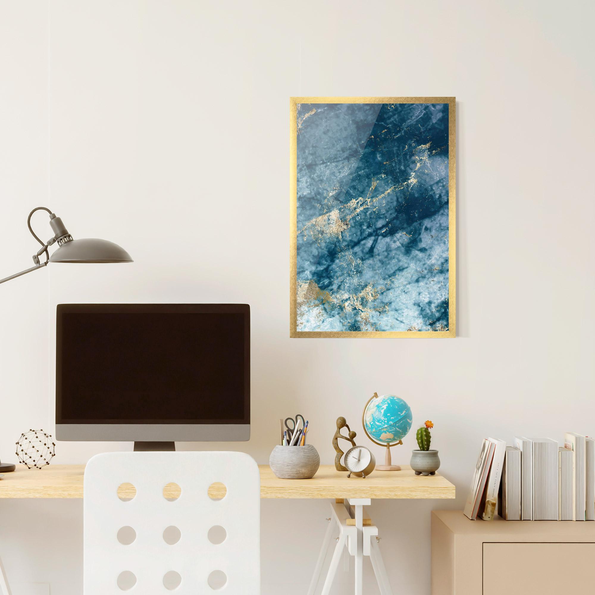 Plakat w Ramie Blue Water Marble mockup 6