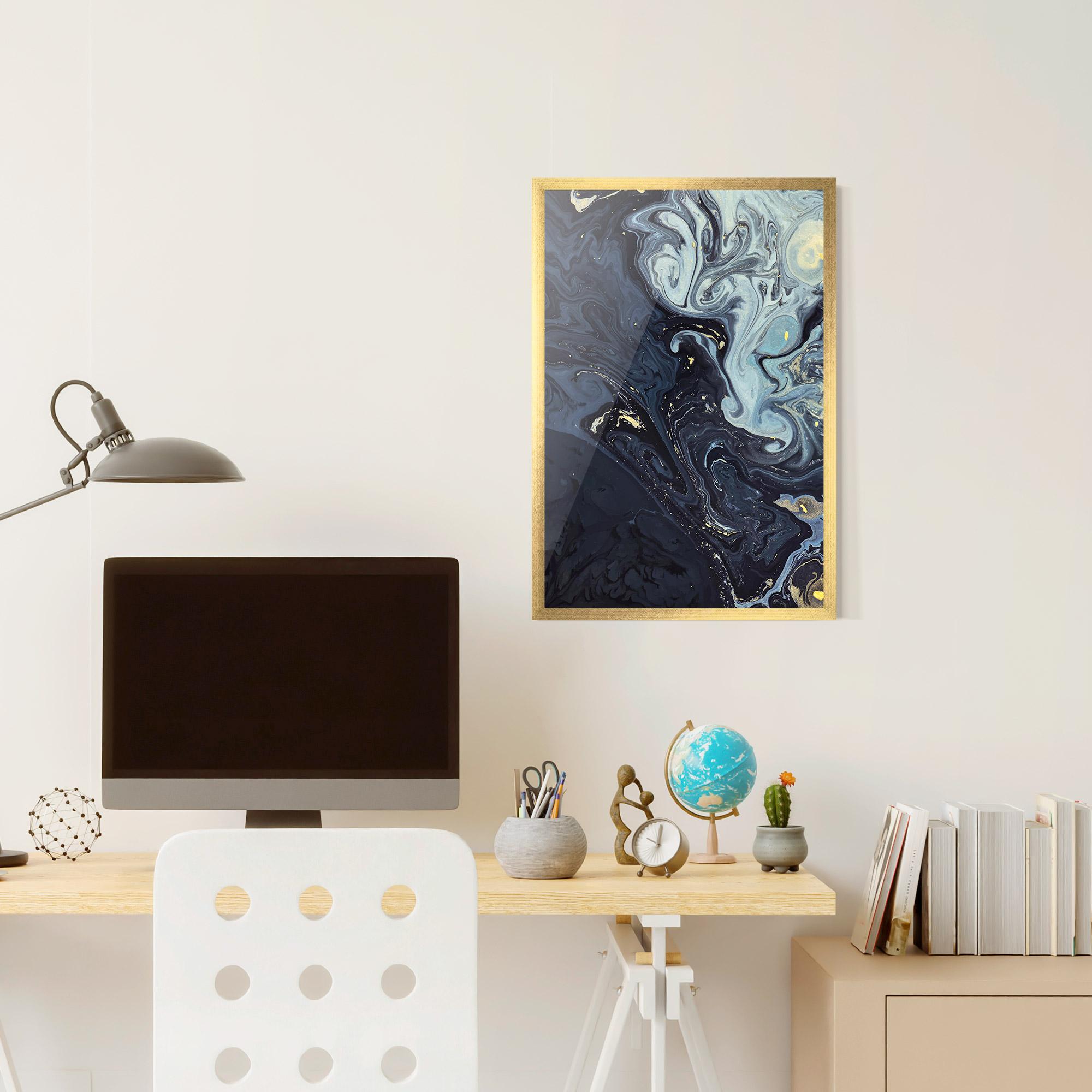 Plakat w Ramie Dark Blue Painting mockup 6