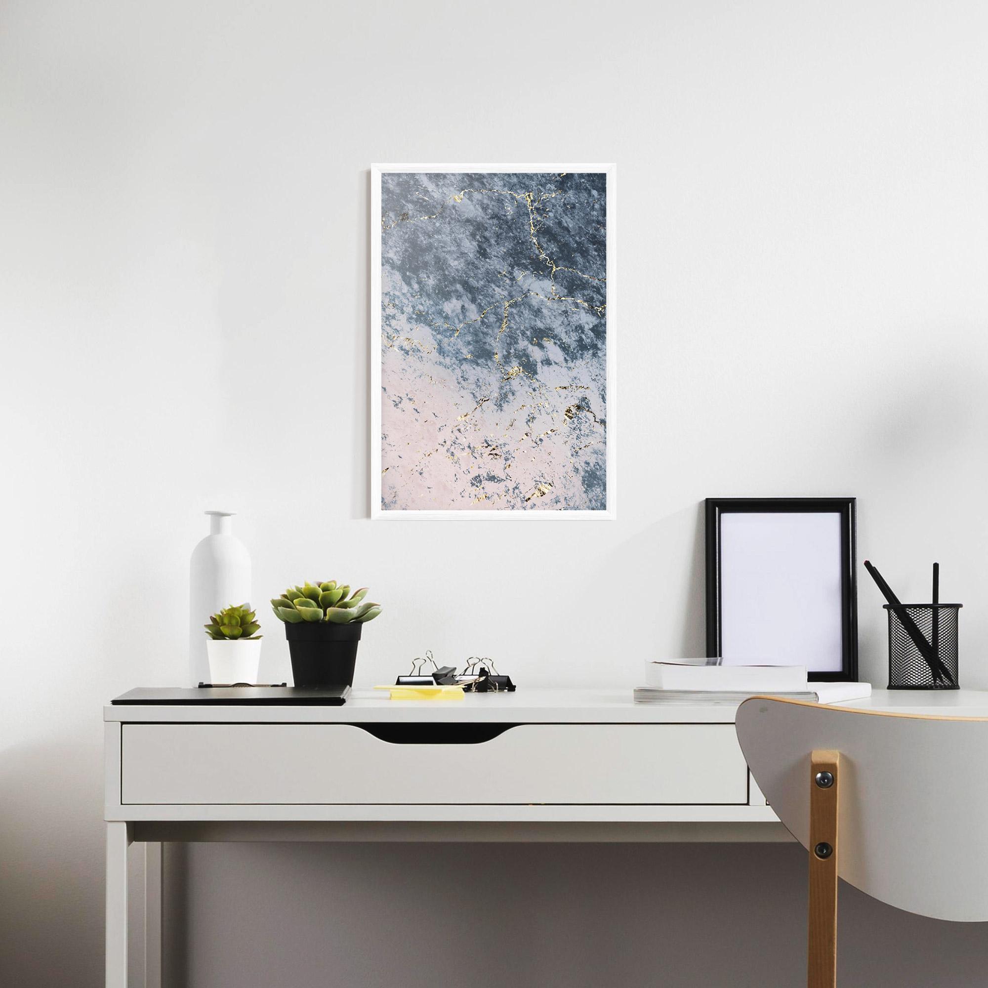 Plakat w Ramie Blue Golden Lines mockup 7