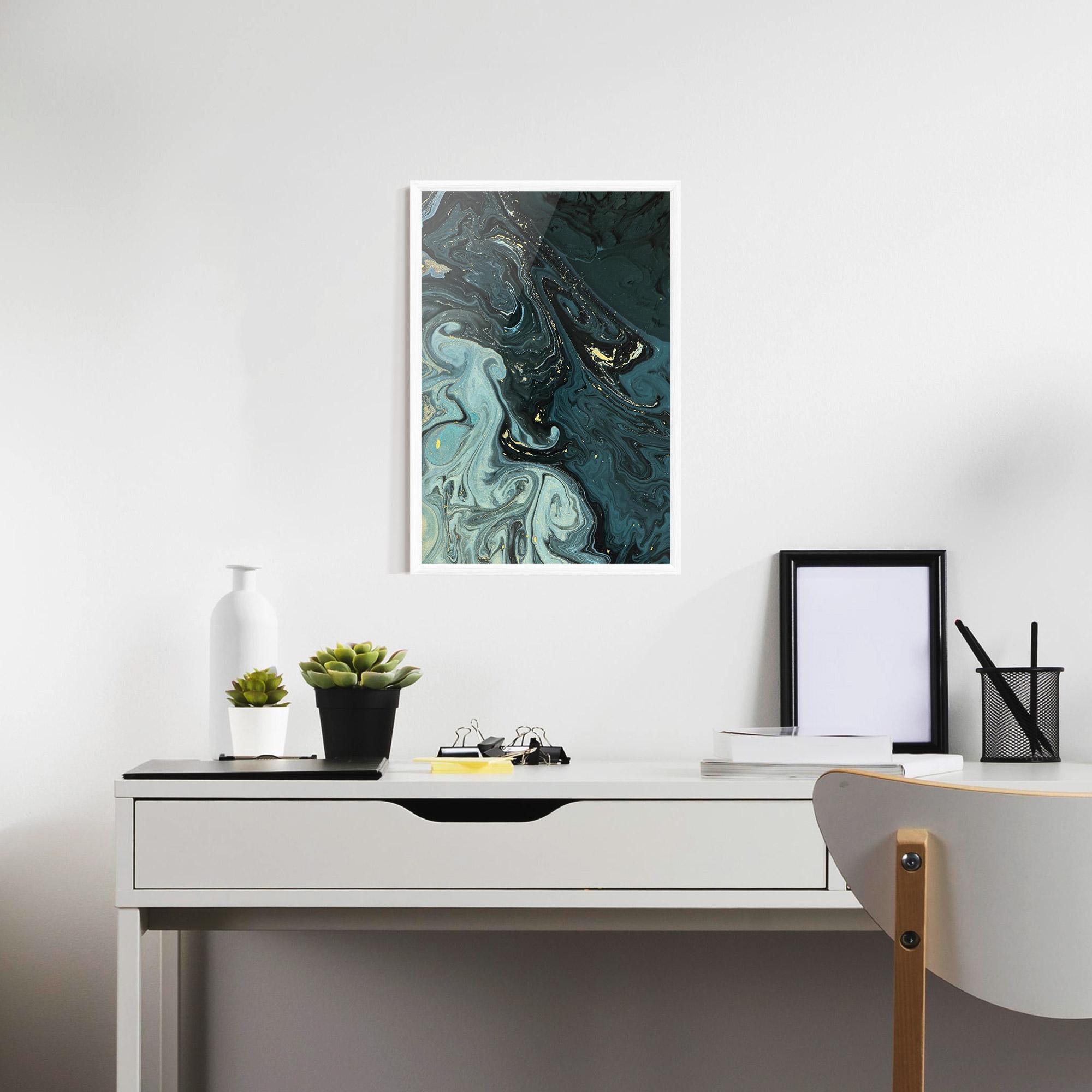 Plakat w Ramie Dark Blue Golden Marble mockup 7