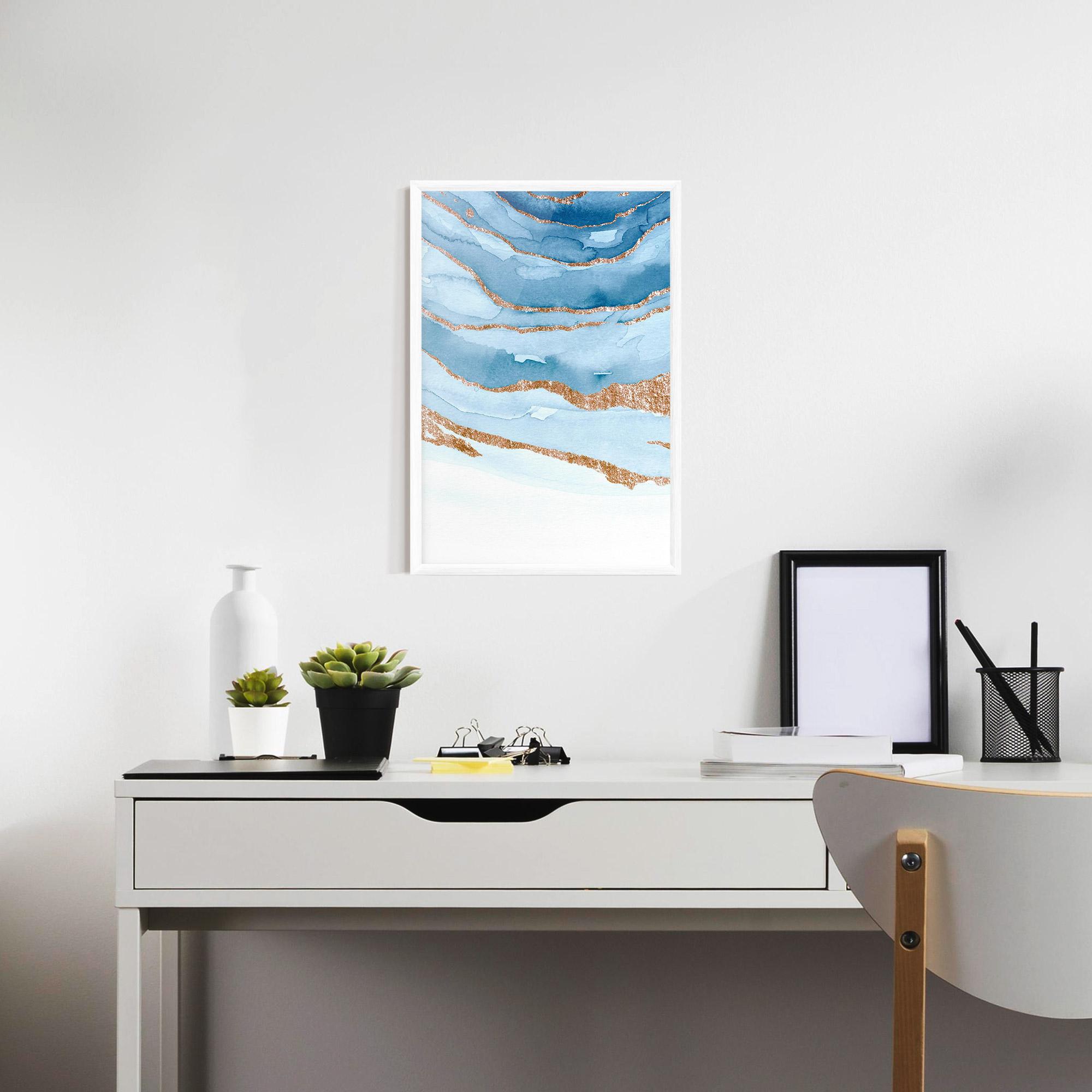 Plakat w Ramie Golden Glitter Blue mockup 7