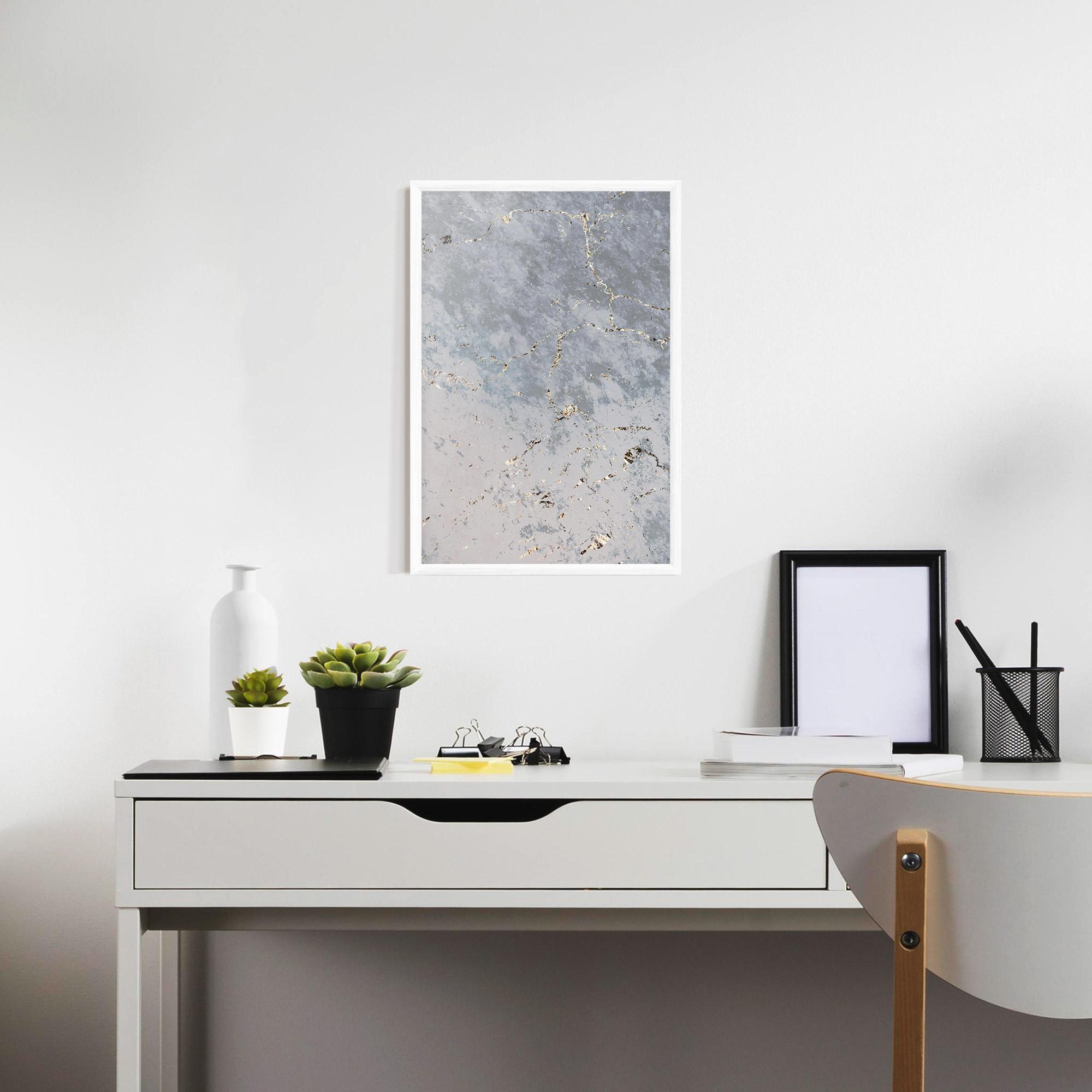 Plakat w Ramie Light Blue Golden Lines mockup 7