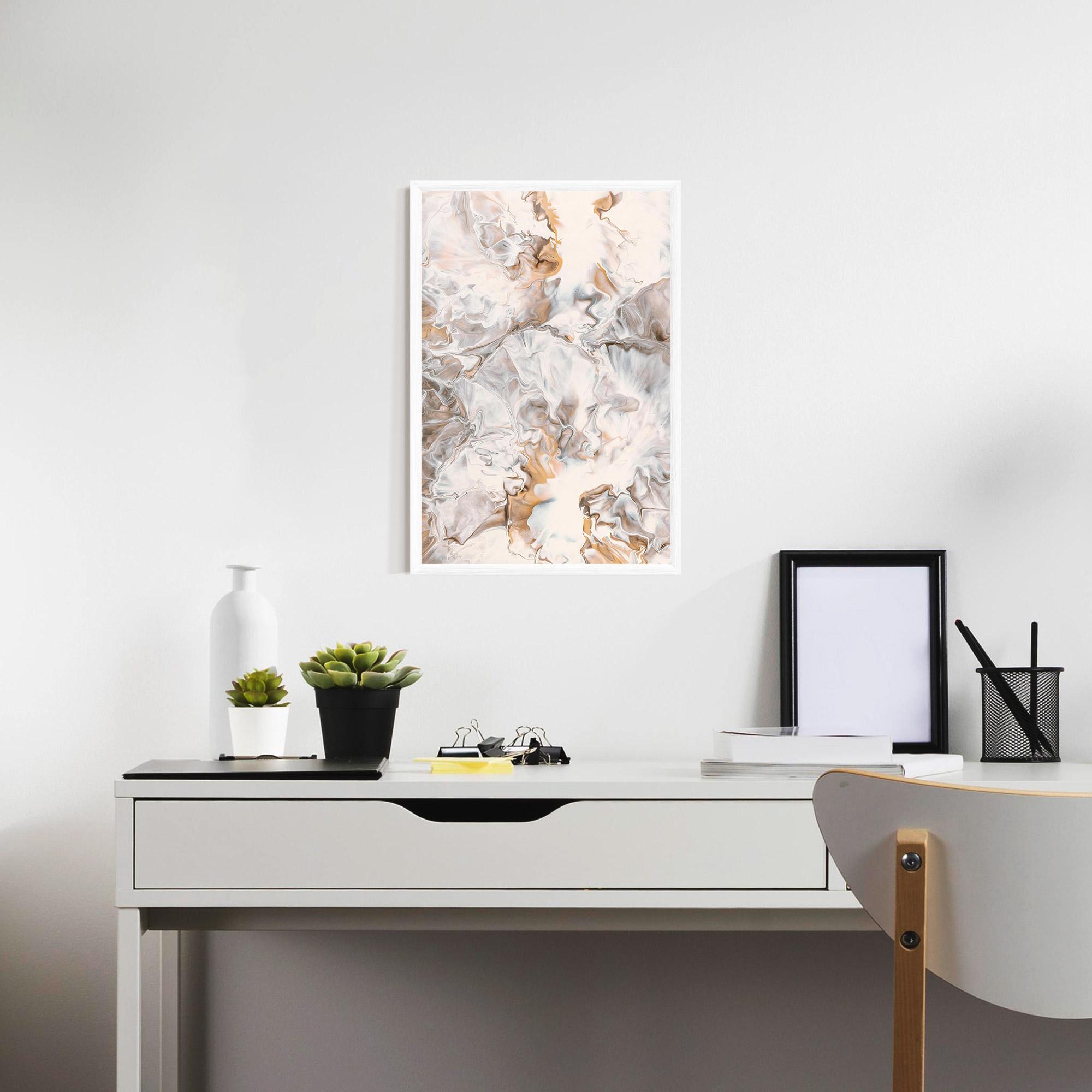 Plakat w Ramie White Gold Abstract mockup 7