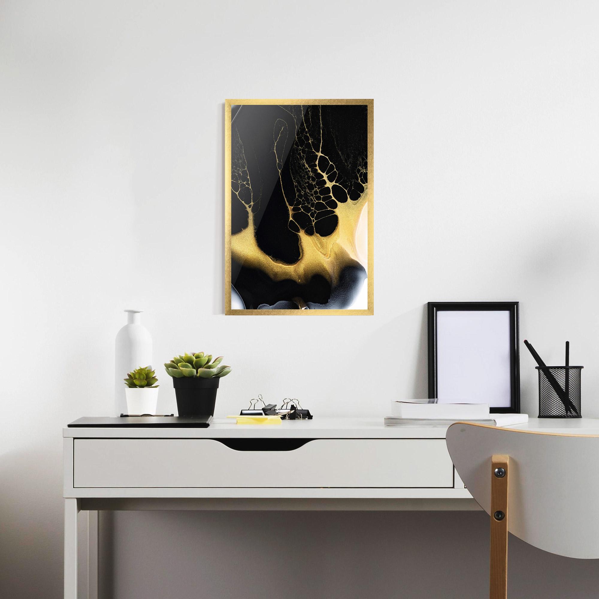 Plakat w Ramie Black Golden Marble mockup 7