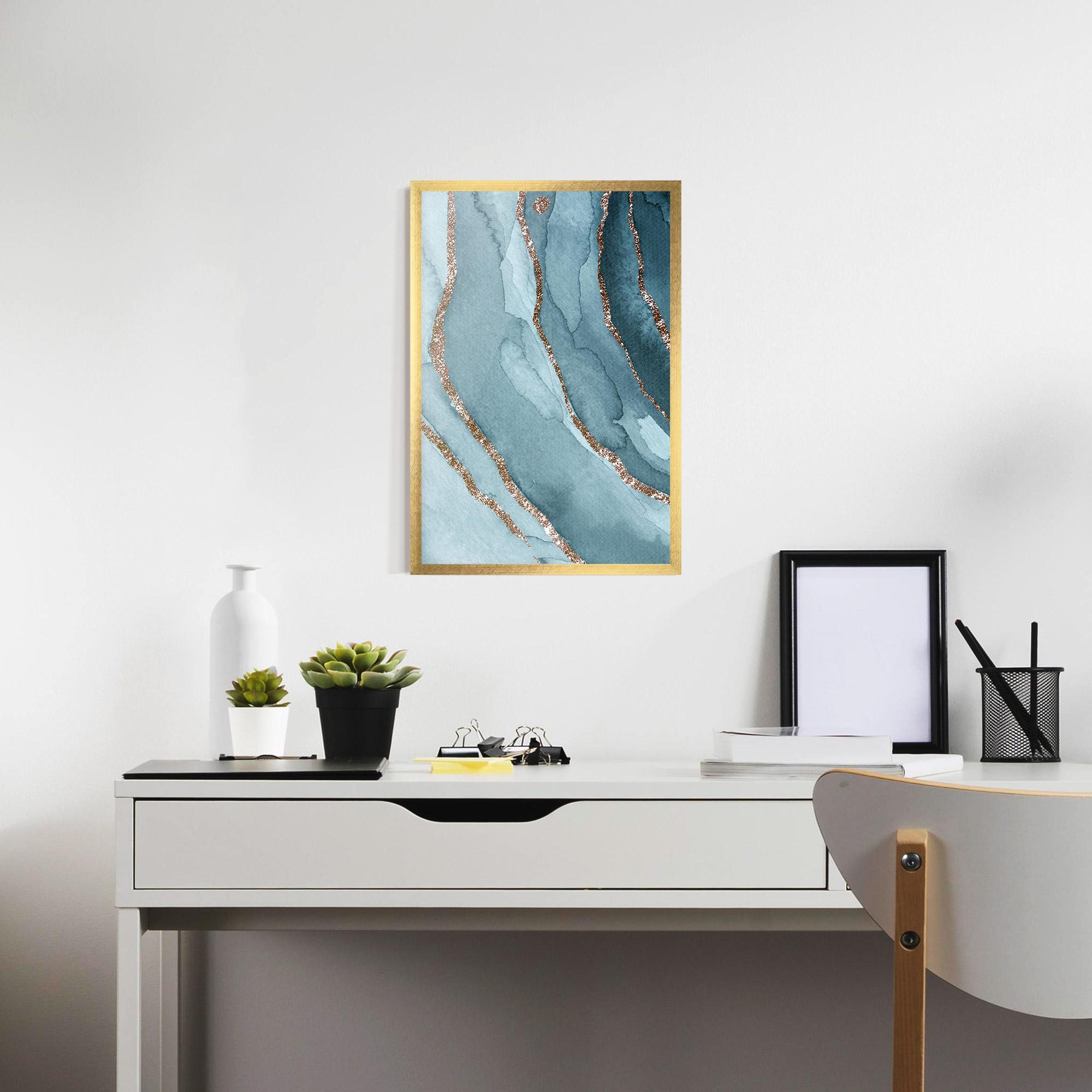 Plakat w Ramie Blue Golden Glitter mockup 7