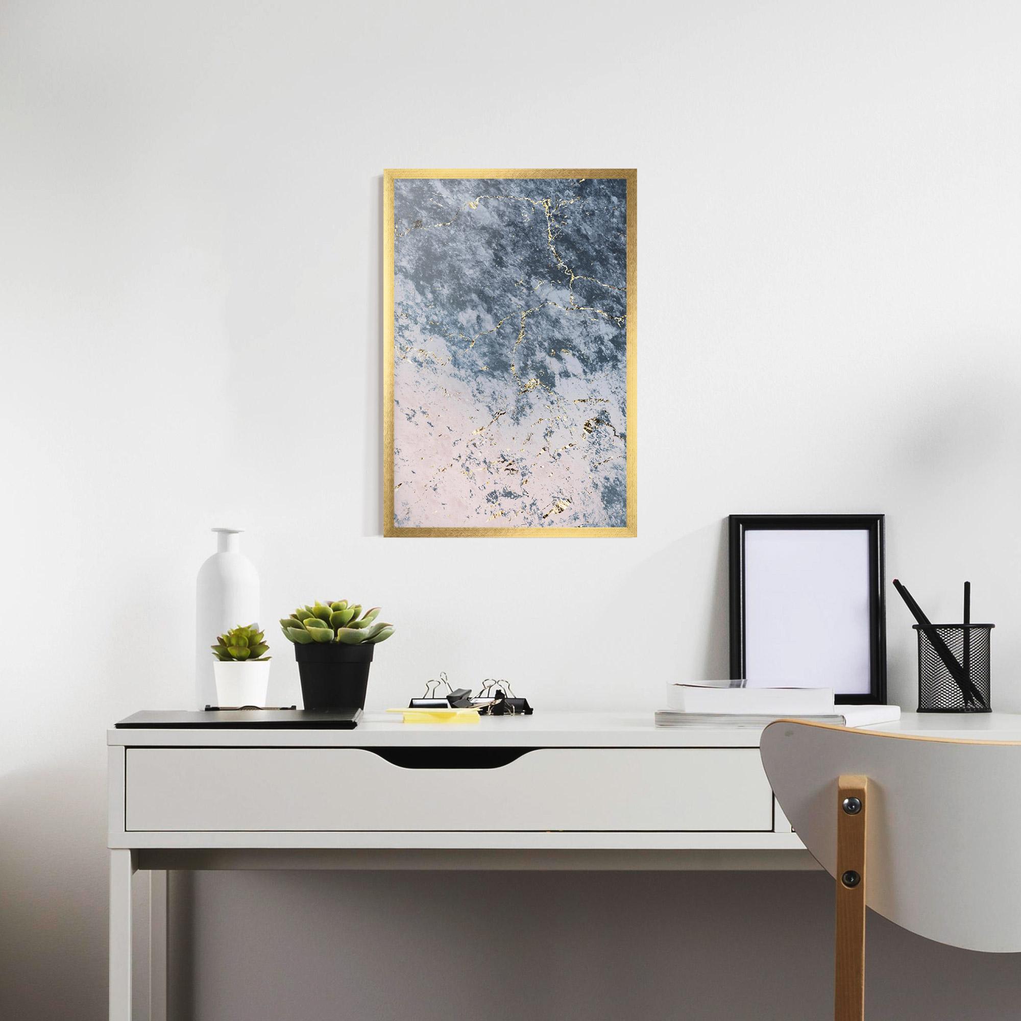 Plakat w Ramie Blue Golden Lines mockup 7