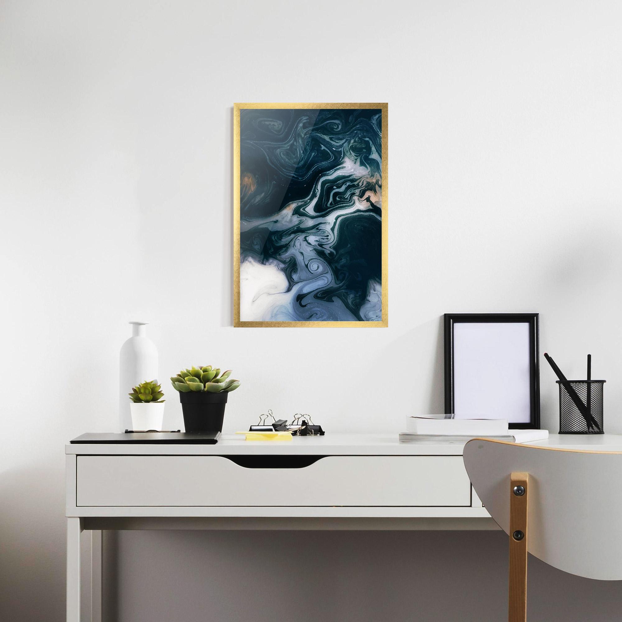 Plakat w Ramie Dark Blue With White mockup 7