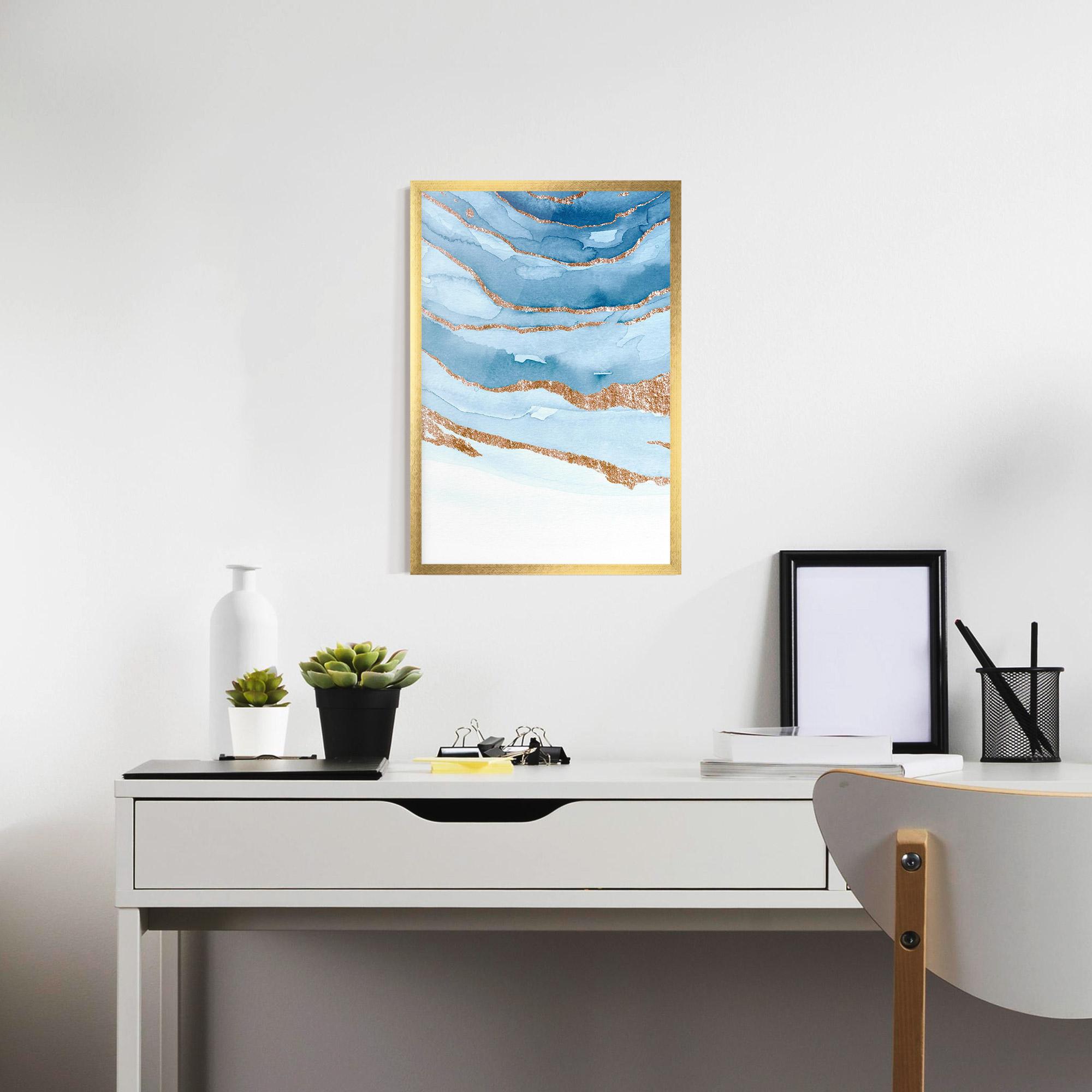 Plakat w Ramie Golden Glitter Blue mockup 7