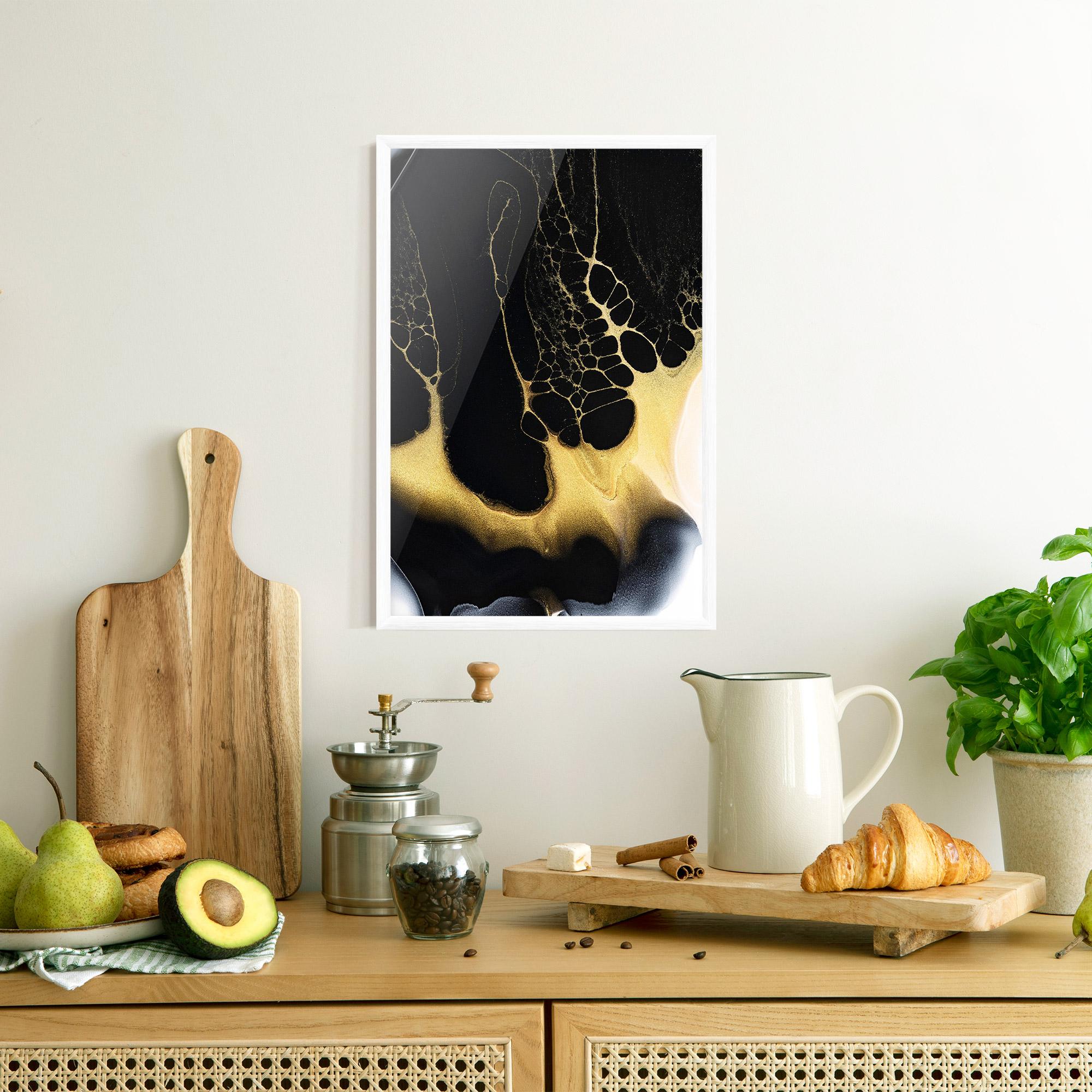 Plakat w Ramie Black Golden Marble mockup 8